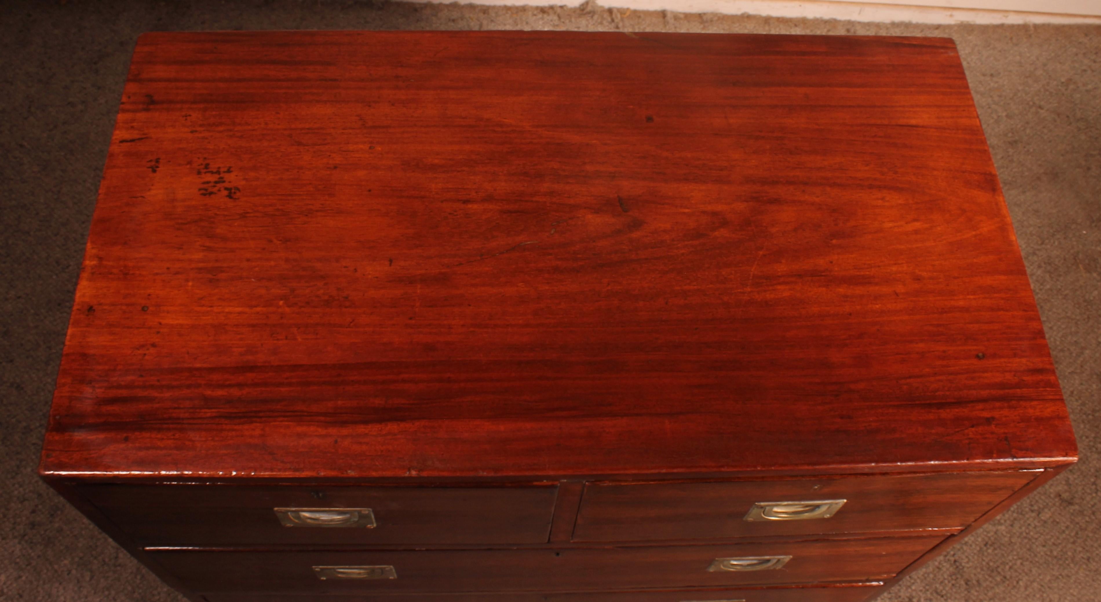 19th Century Mahogany Campaign or Marine Chest of Drawers For Sale 6