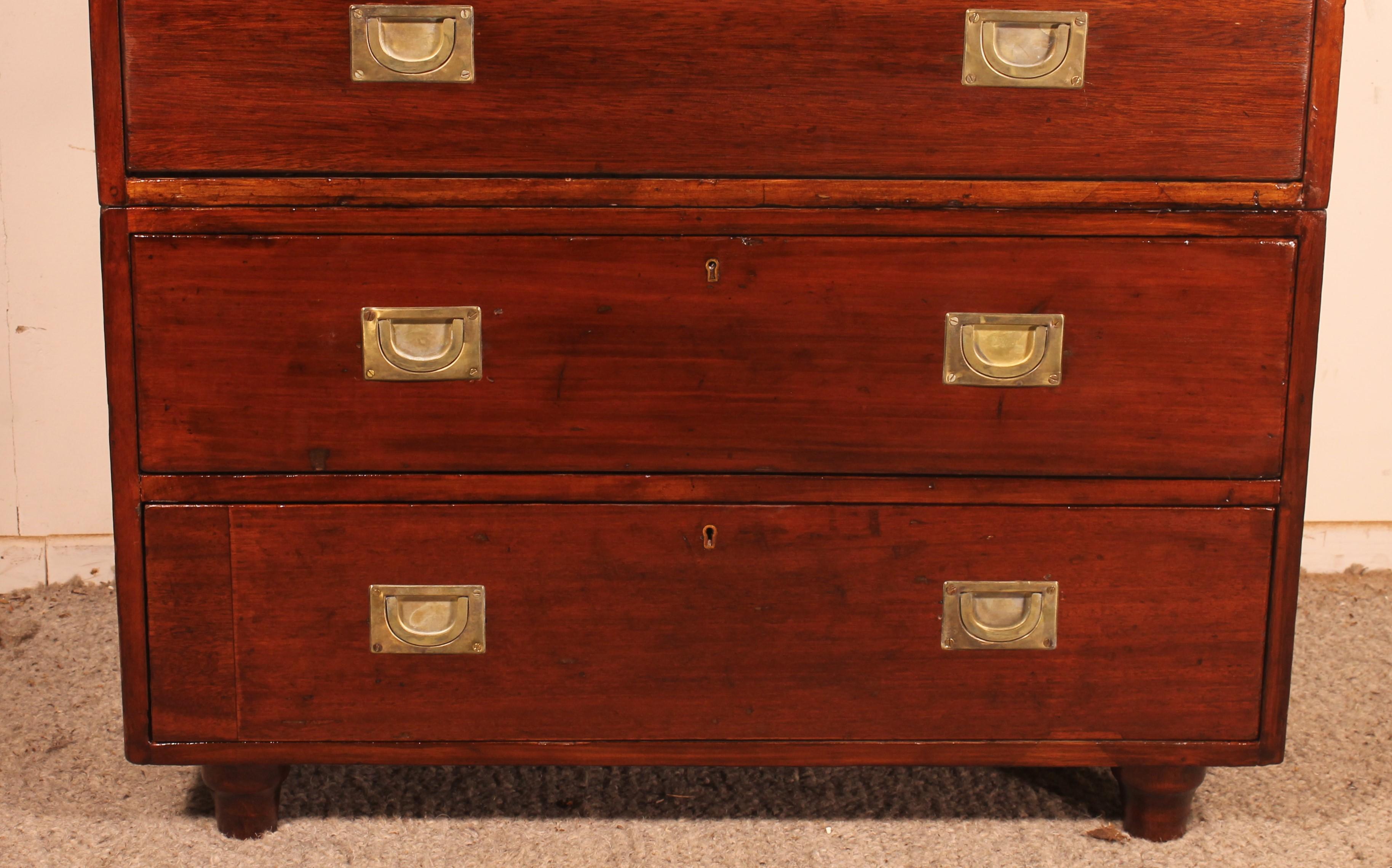 British 19th Century Mahogany Campaign or Marine Chest of Drawers For Sale