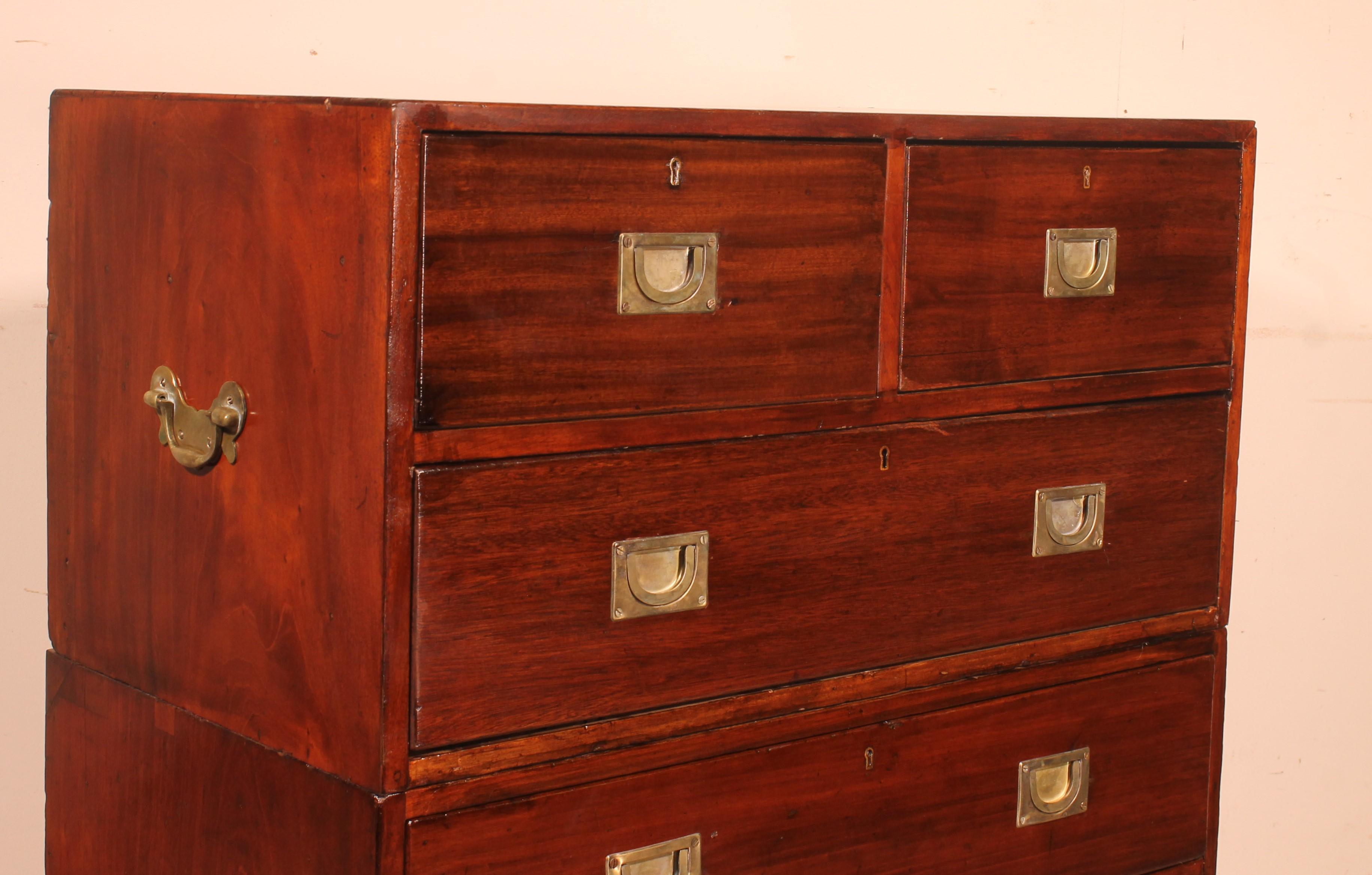 19th Century Mahogany Campaign or Marine Chest of Drawers For Sale 1