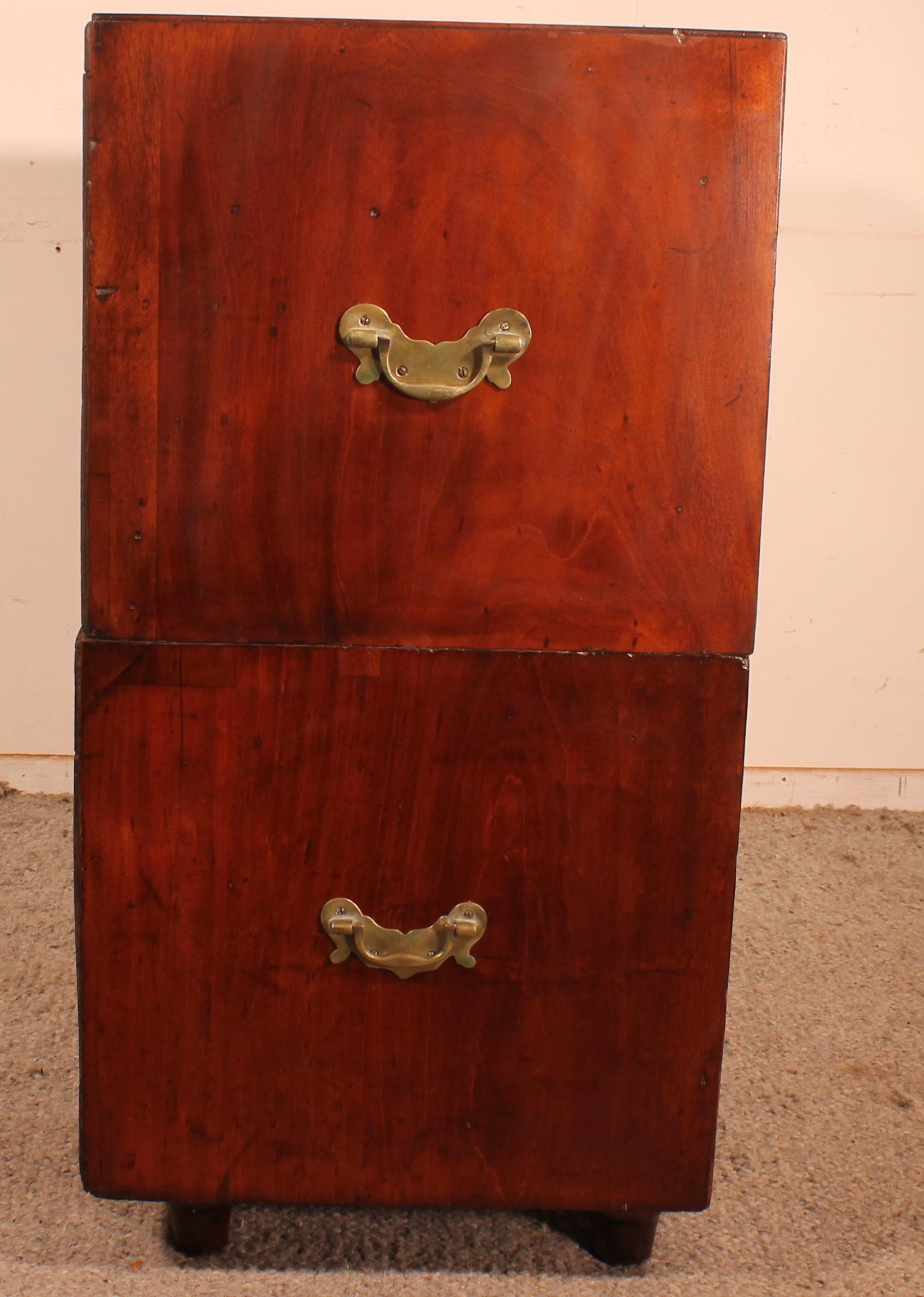 19th Century Mahogany Campaign or Marine Chest of Drawers For Sale 2