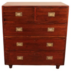 Antique 19th Century Mahogany Campaign or Marine Chest of Drawers