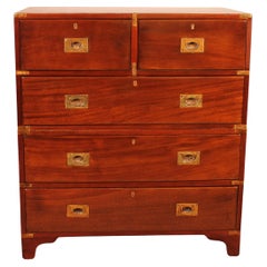 19th Century Mahogany Campaign Or Marine Chest Of Drawers