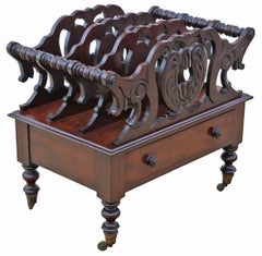 19th Century Mahogany Canterbury Magazine Rack - Fine Quality Antique