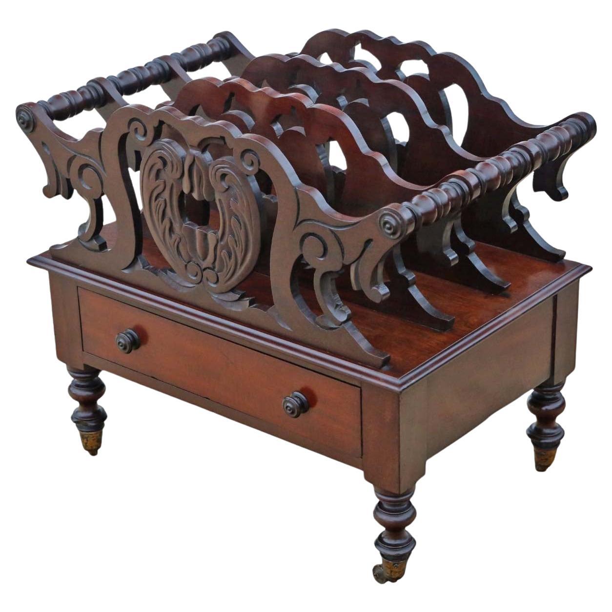 19th Century Mahogany Canterbury Magazine Rack - Fine Quality Antique