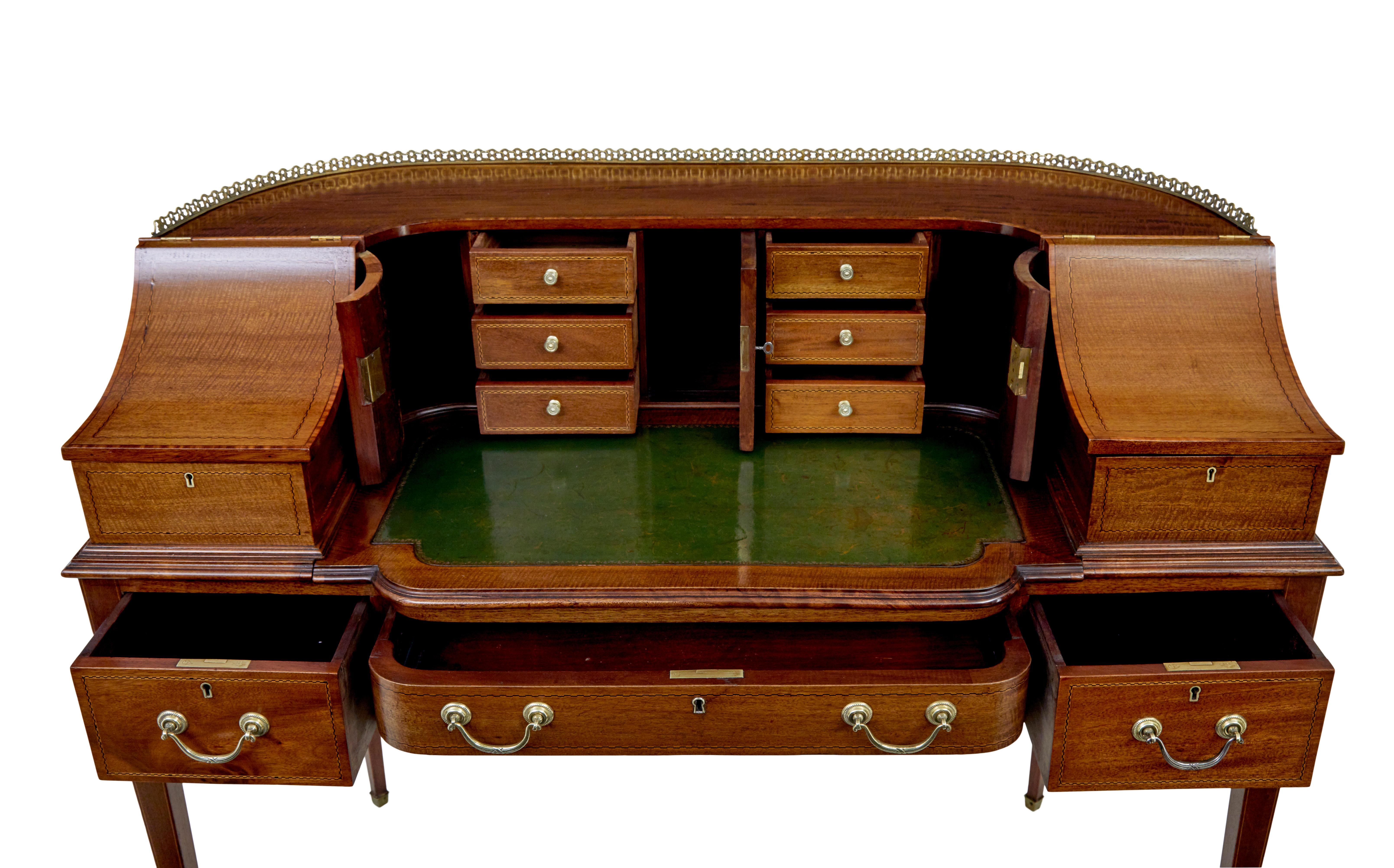 Hand-Carved 19th century mahogany carlton house desk