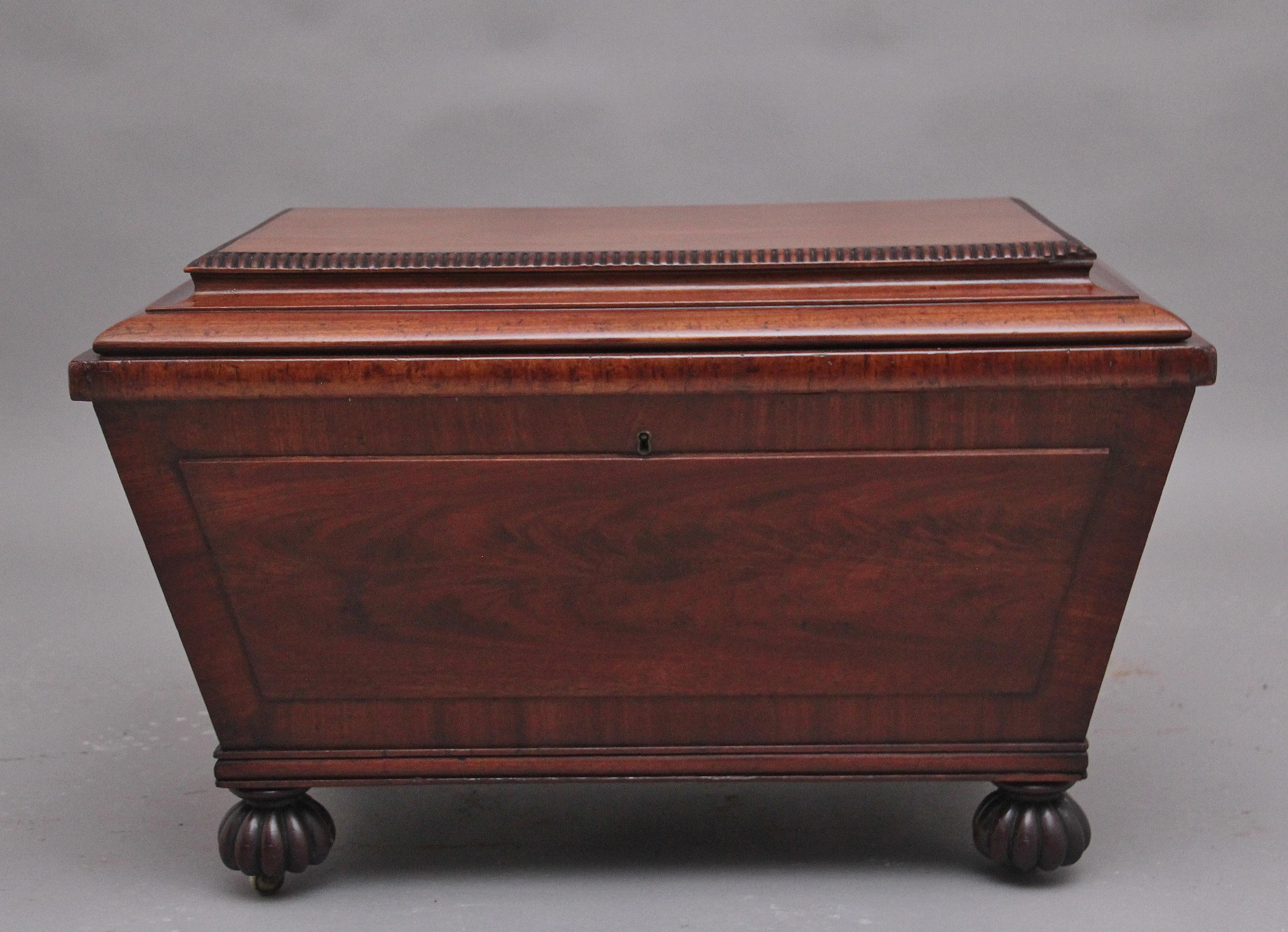 British 19th Century mahogany cellarette of sarcophagus form For Sale