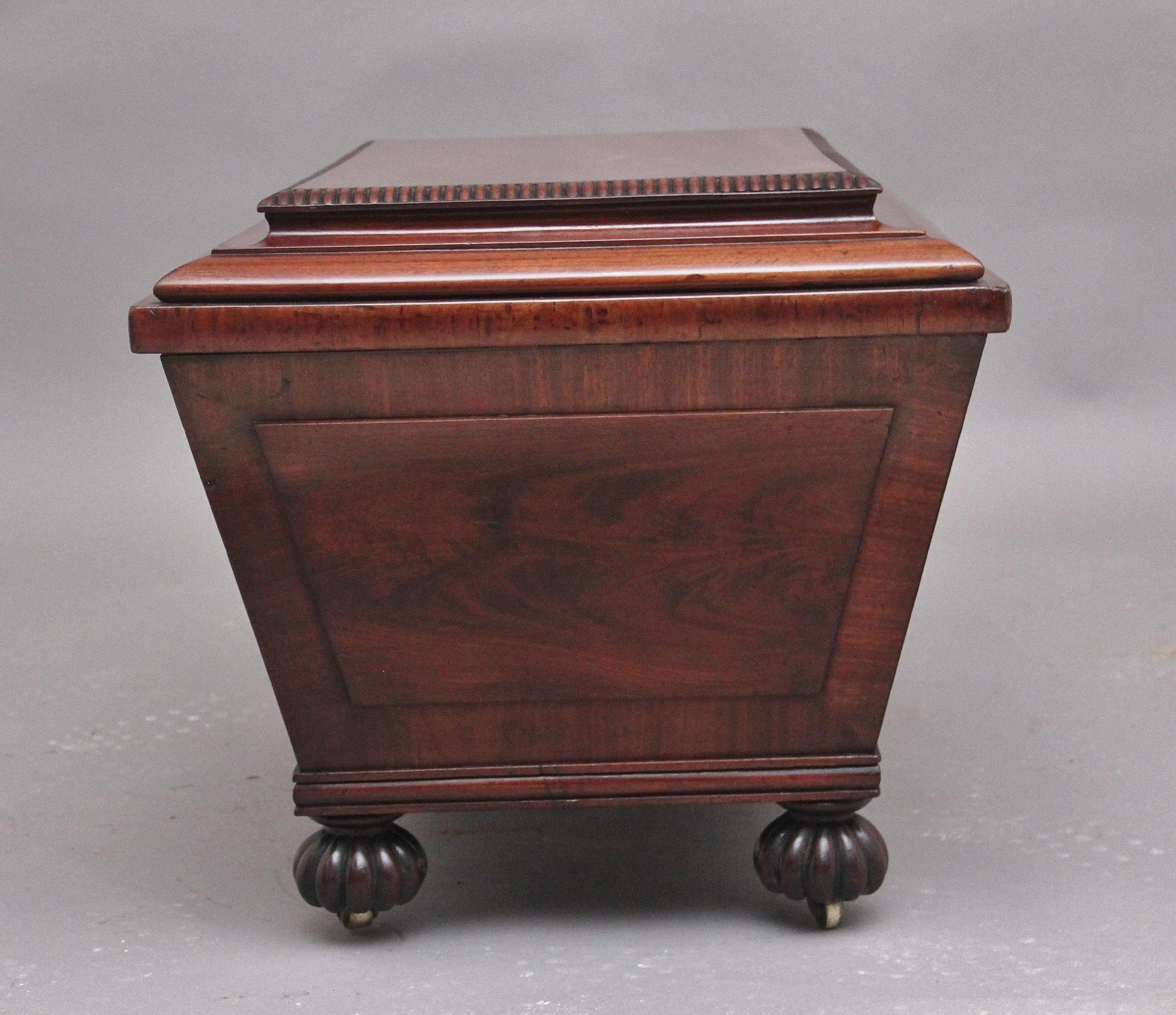 19th Century mahogany cellarette of sarcophagus form In Good Condition For Sale In Martlesham, GB