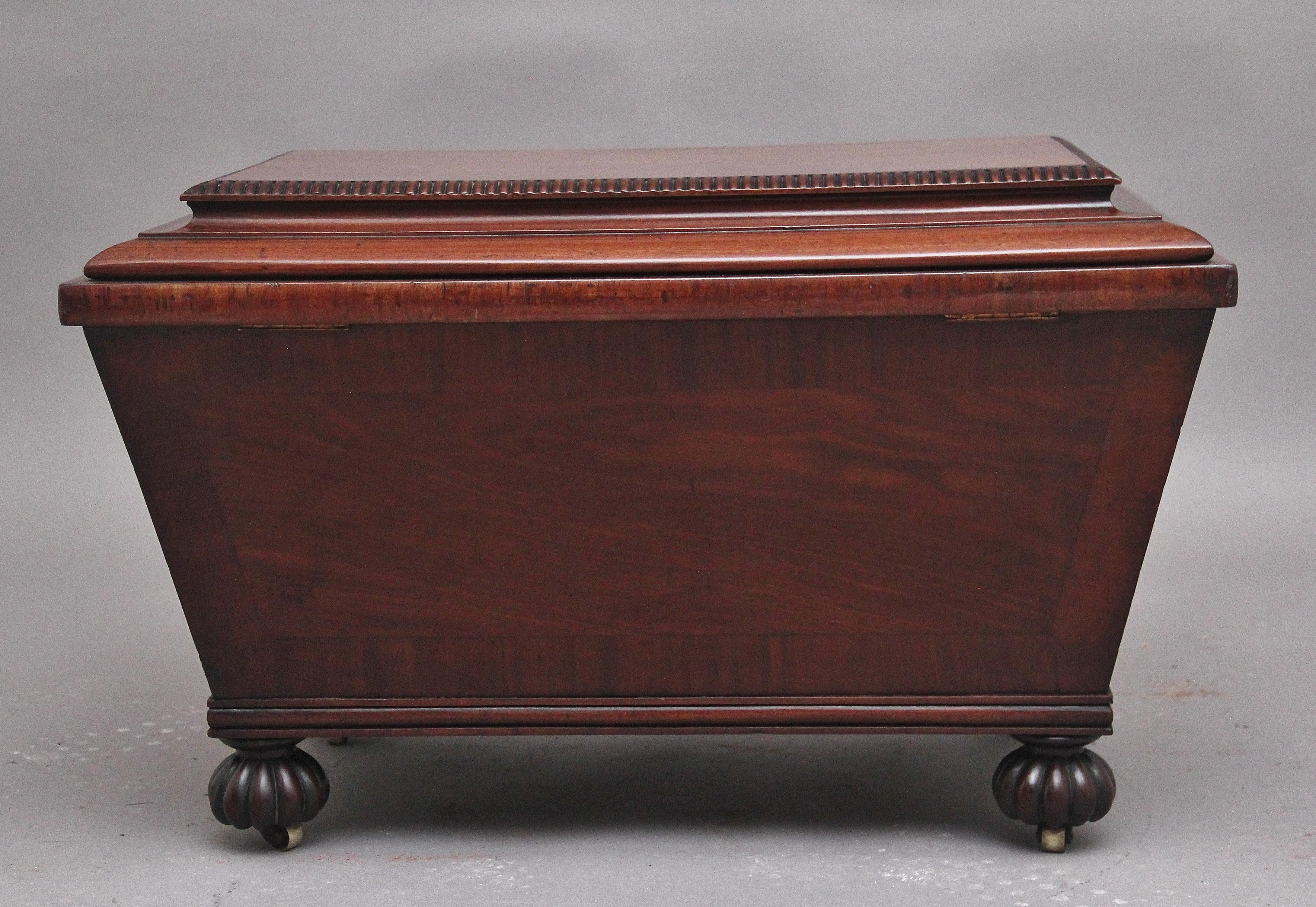 Mid-19th Century 19th Century mahogany cellarette of sarcophagus form For Sale