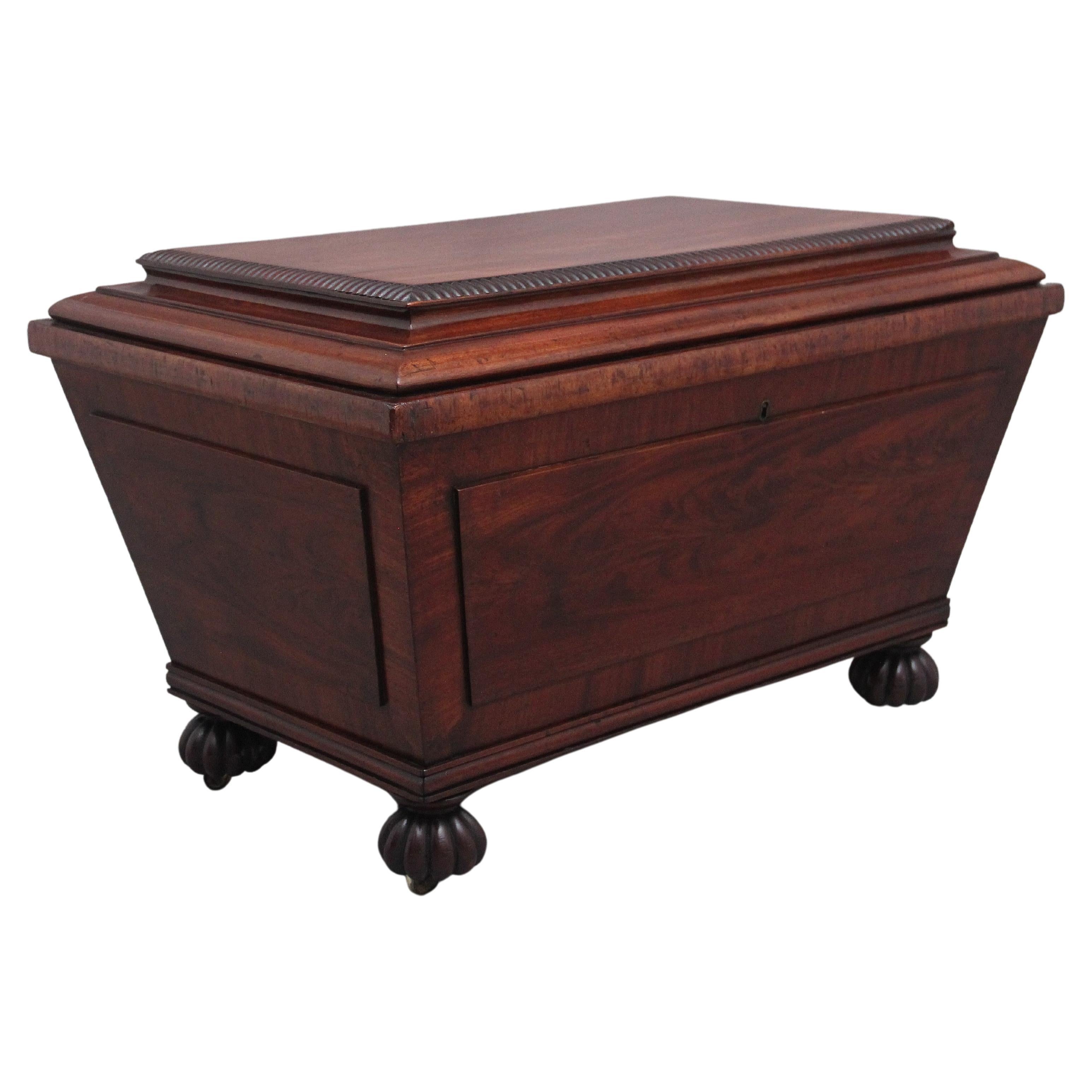 19th Century mahogany cellarette of sarcophagus form For Sale