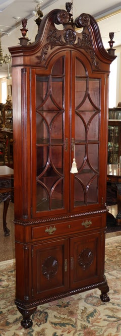 19th Century Mahogany Centennial Chippendale Ball & Claw Corner Cabinet