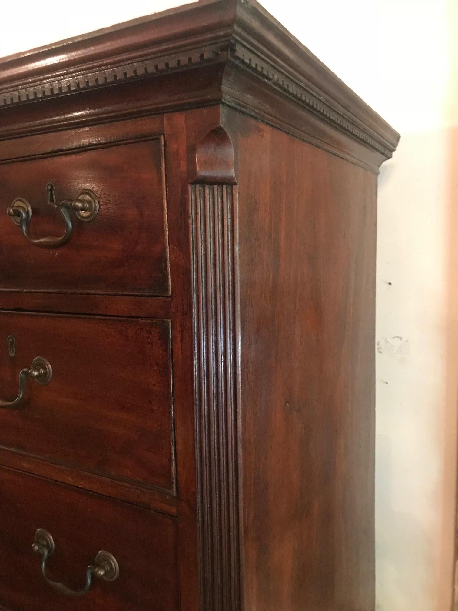 Georgian 19th Century Mahogany Chest on Chest Tall Boy with Sleeve