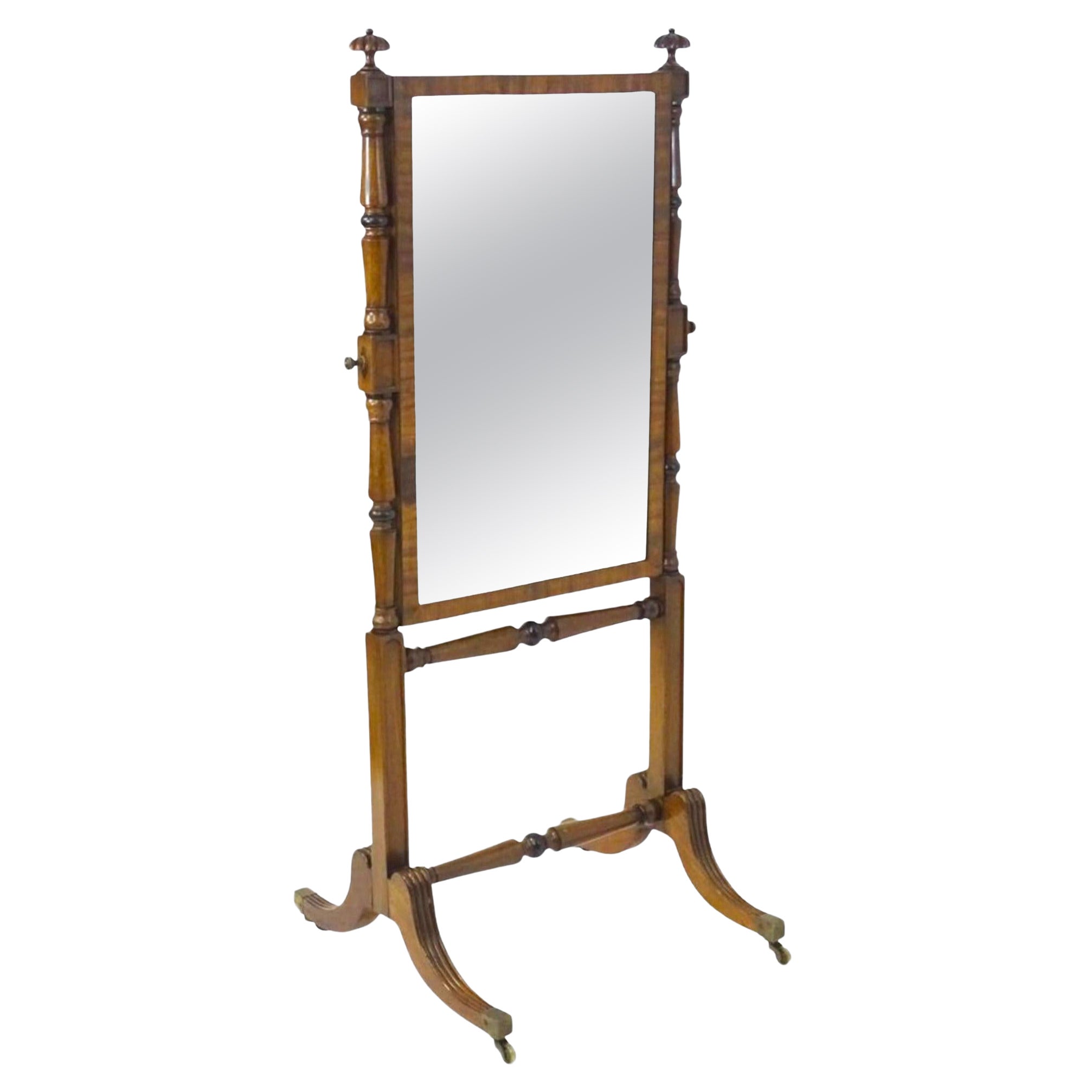 19th Century Mahogany Cheval Mirror