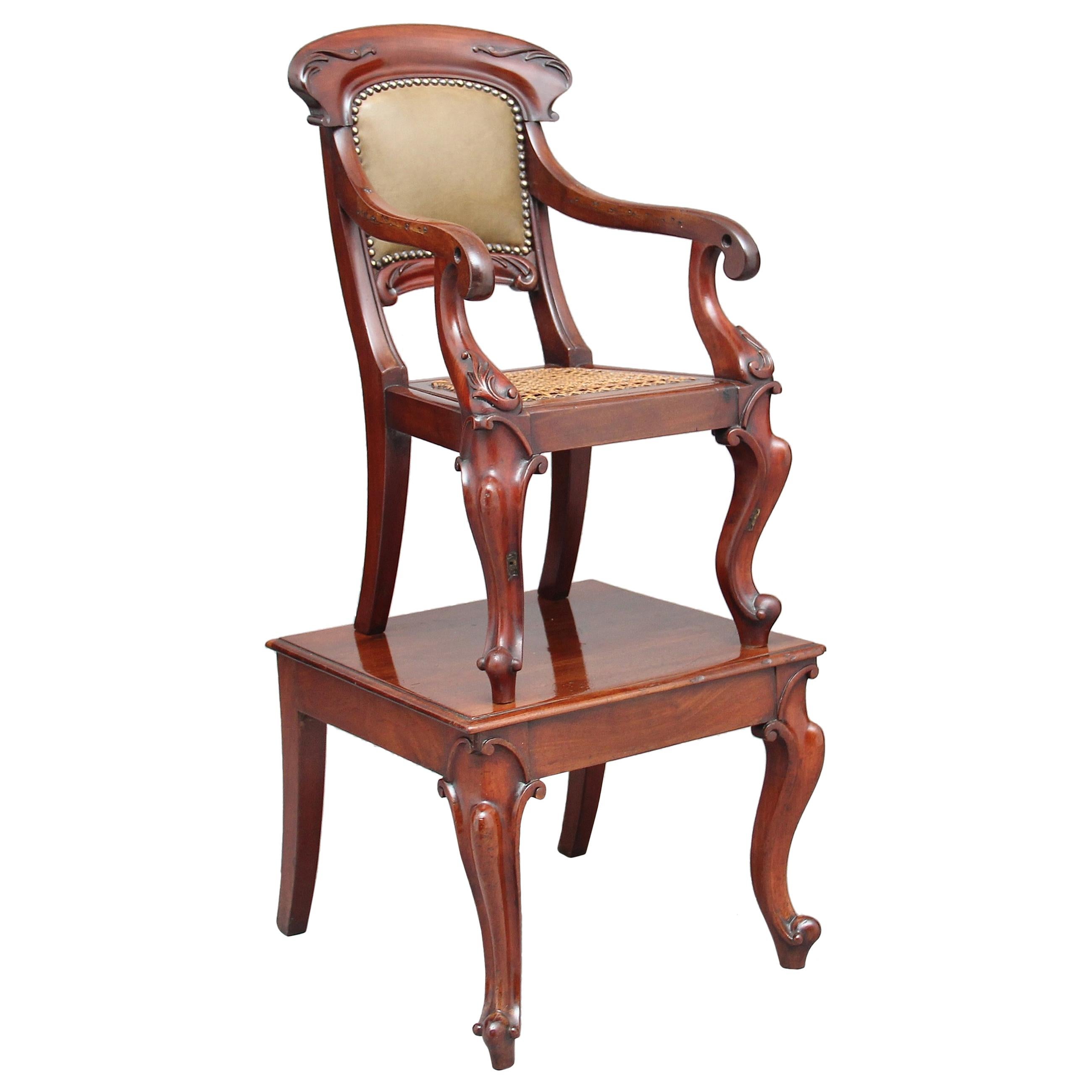 19th Century Mahogany Child's Chair on Stand