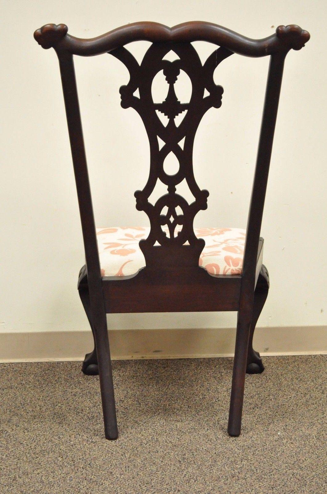 19th Century Mahogany Chippendale Style Ball and Claw Shell Carved Side Chair 4
