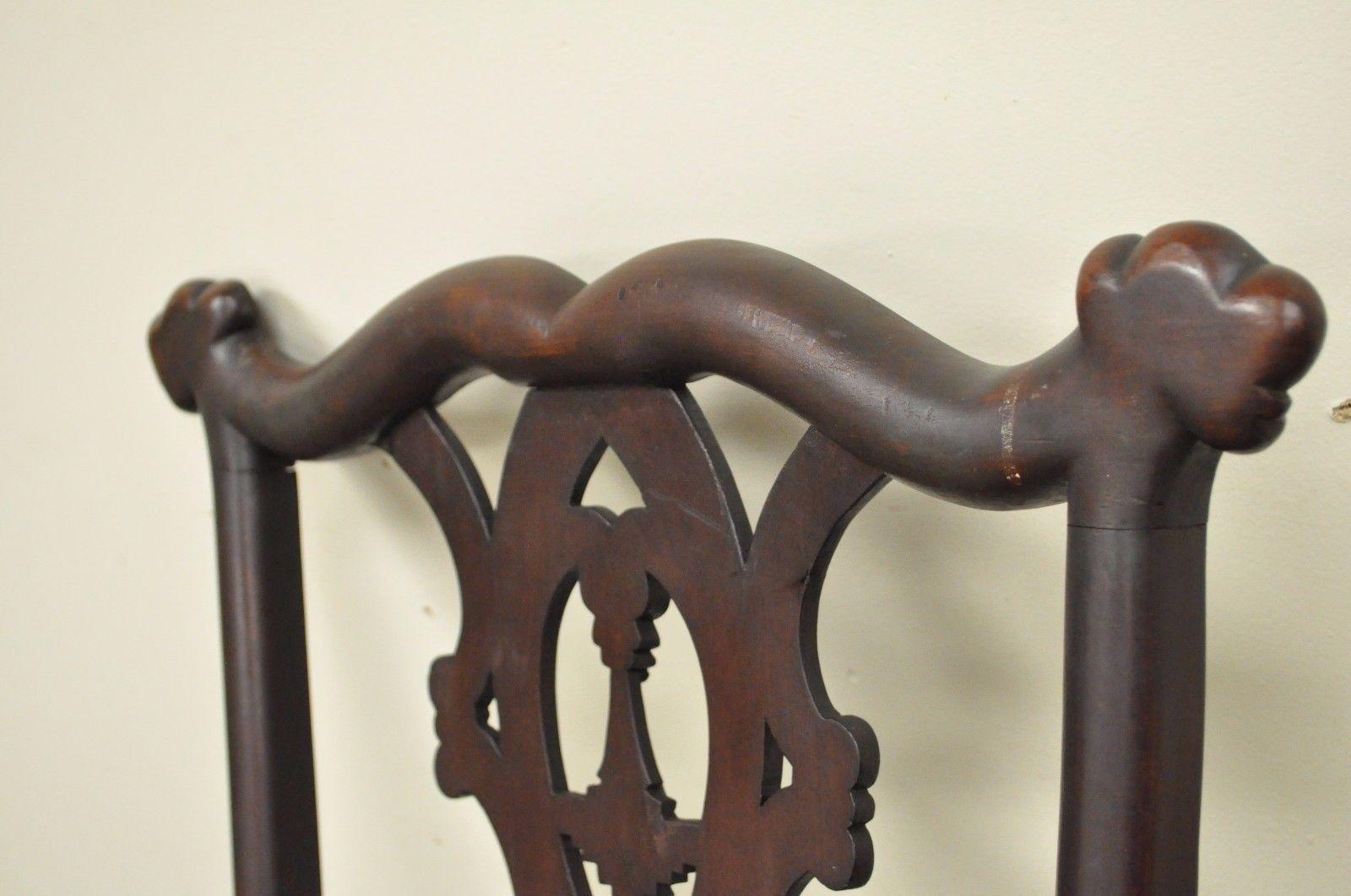 19th Century Mahogany Chippendale Style Ball and Claw Shell Carved Side Chair 5