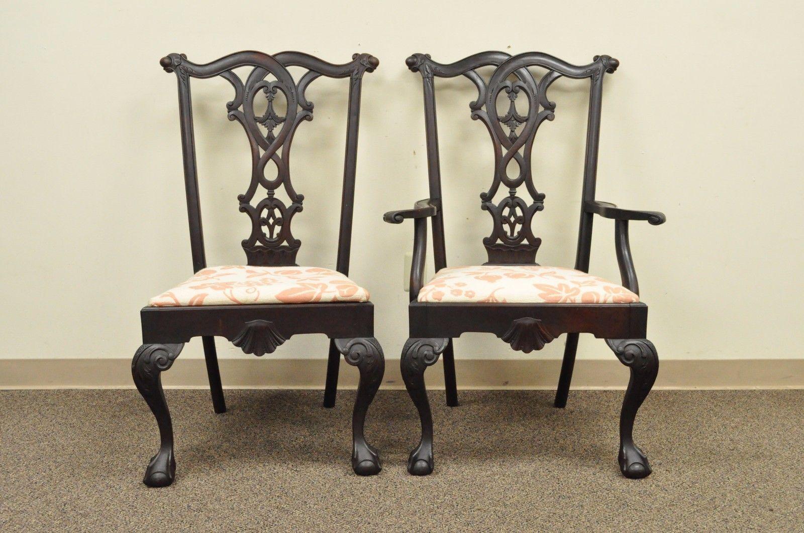 19th Century Mahogany Chippendale Style Ball and Claw Shell Carved Side Chair 6