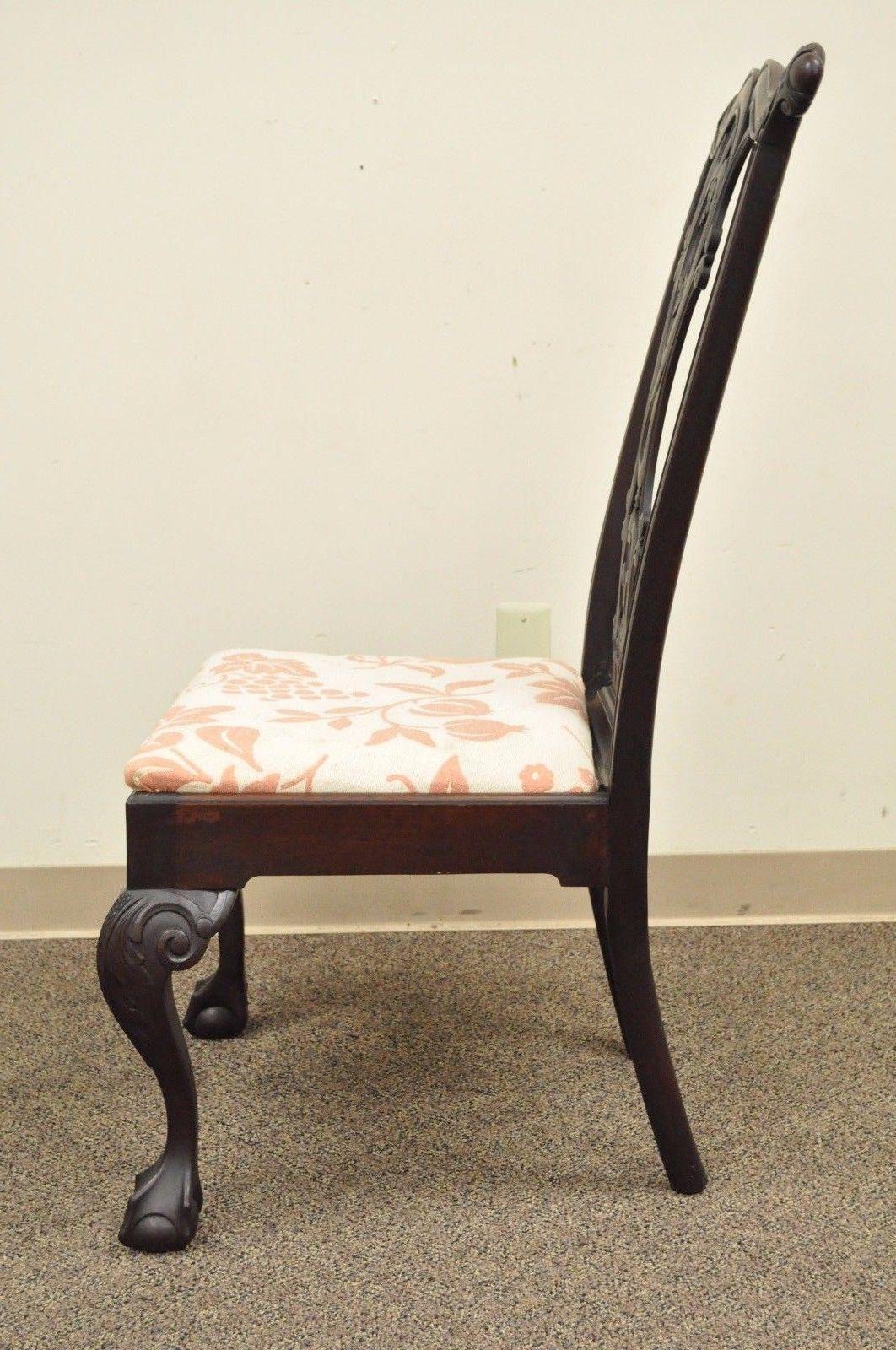 19th Century Mahogany Chippendale Style Ball and Claw Shell Carved Side Chair 2