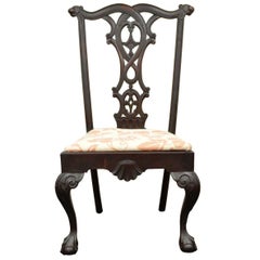19th Century Mahogany Chippendale Style Ball and Claw Shell Carved Side Chair