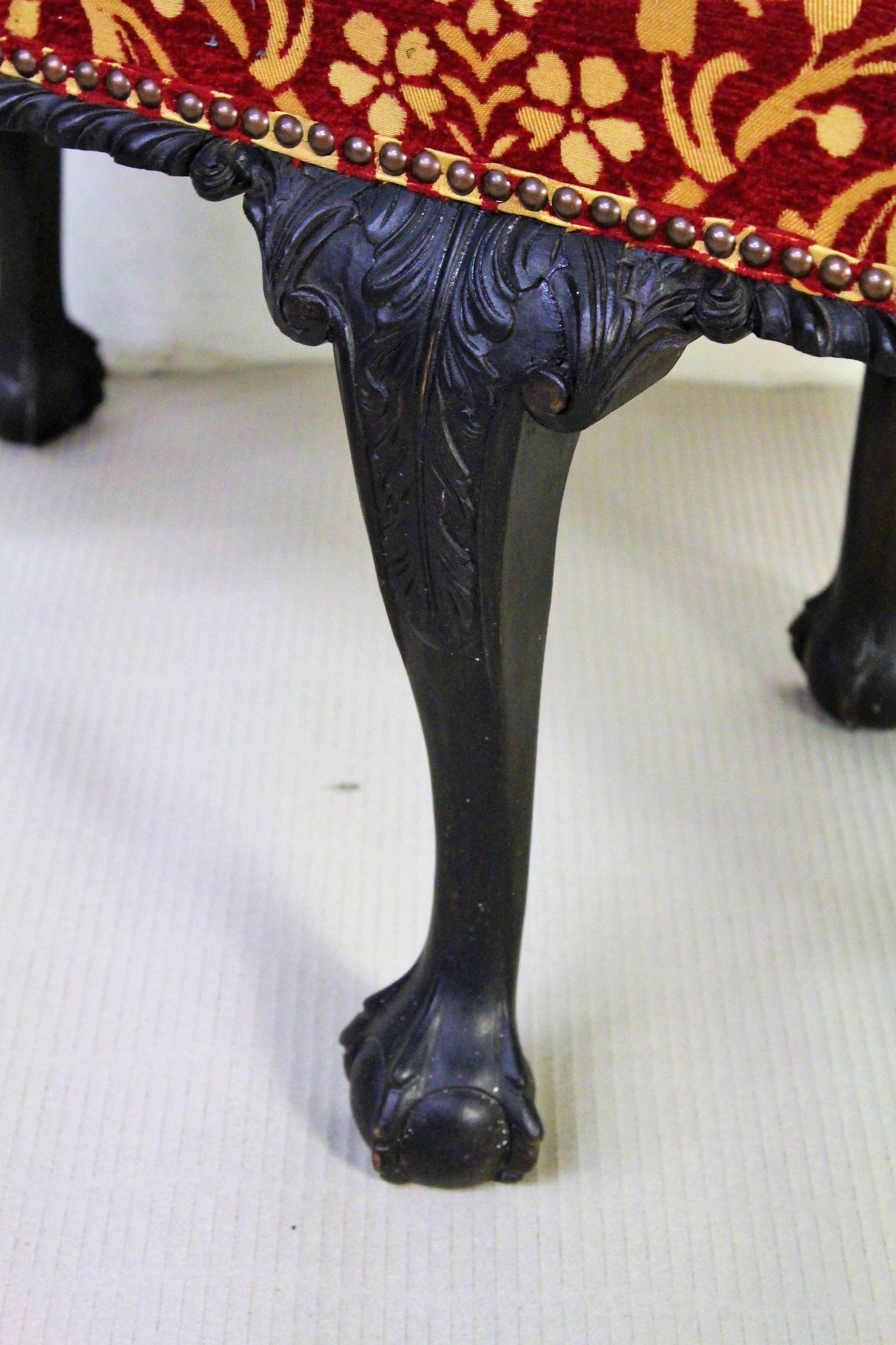 19th Century Mahogany Chippendale Style Stool 1