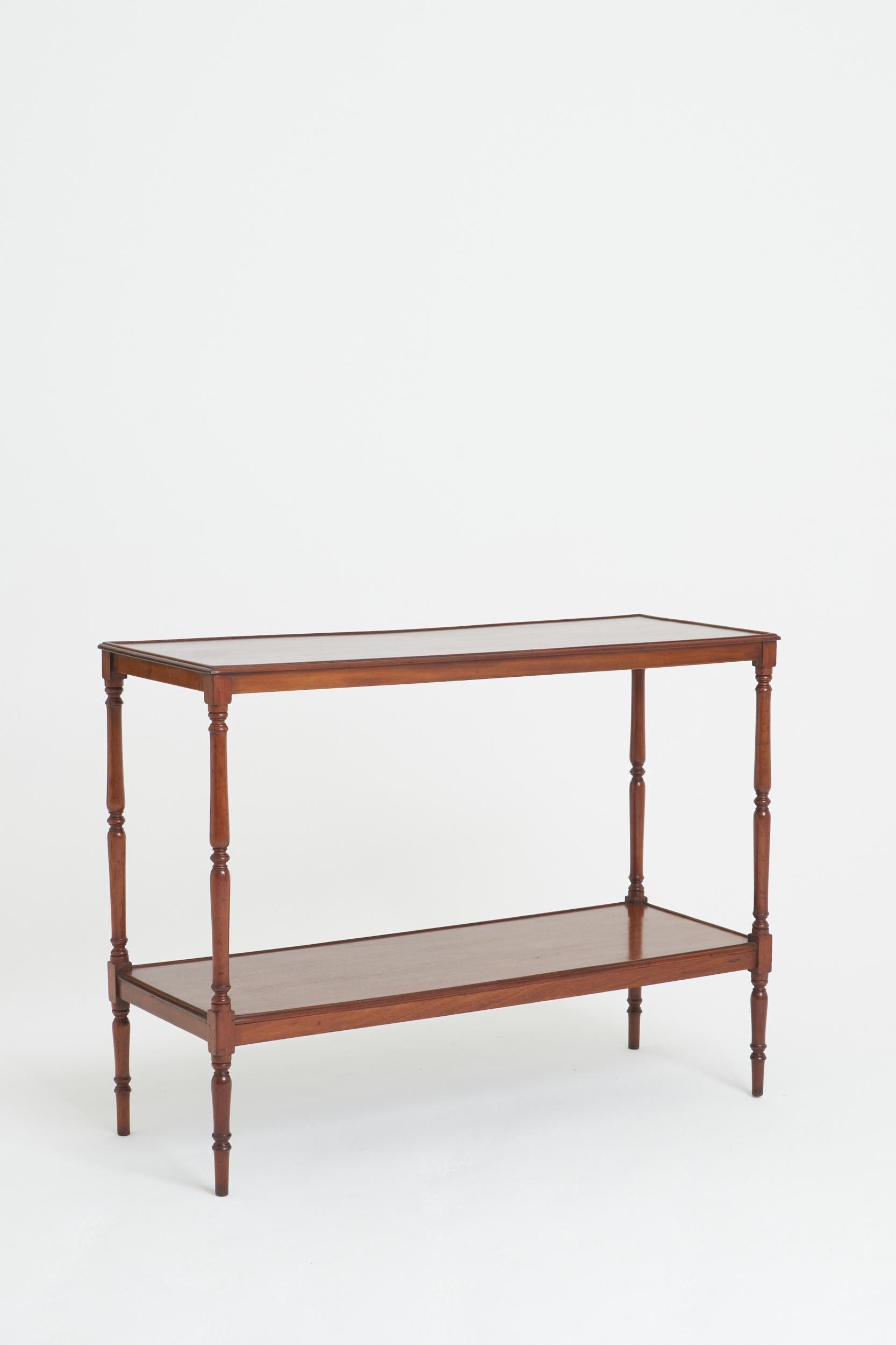 A two-tiered mahogany console table
France, second half of the 19th Century
90.5 cm high by 121 cm wide by 45 cm depth