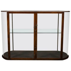 19th Century Mahogany Curve Ended Display Cabinet with Glass Shelf