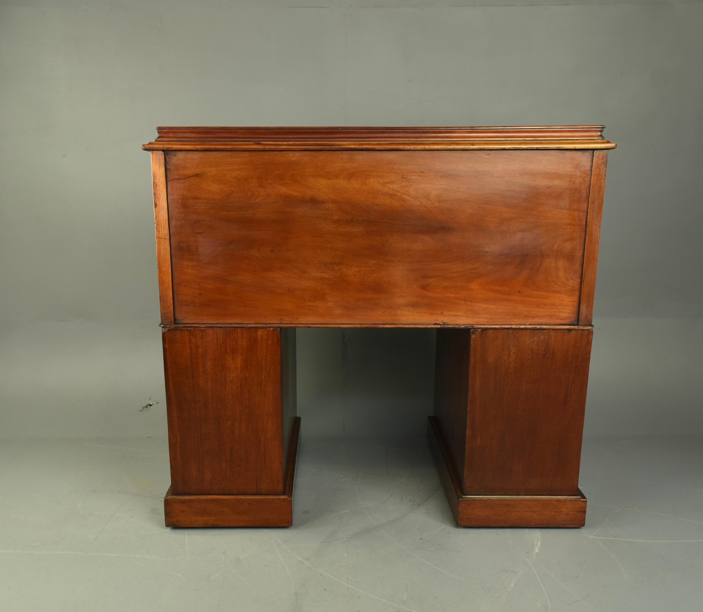 19th century mahogany cylinder top pedestal desk secretary 1