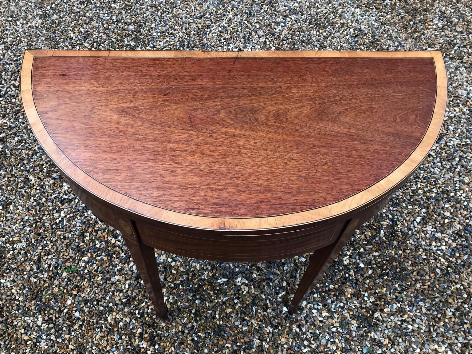 19th Century Mahogany Demilune Card Table For Sale 3
