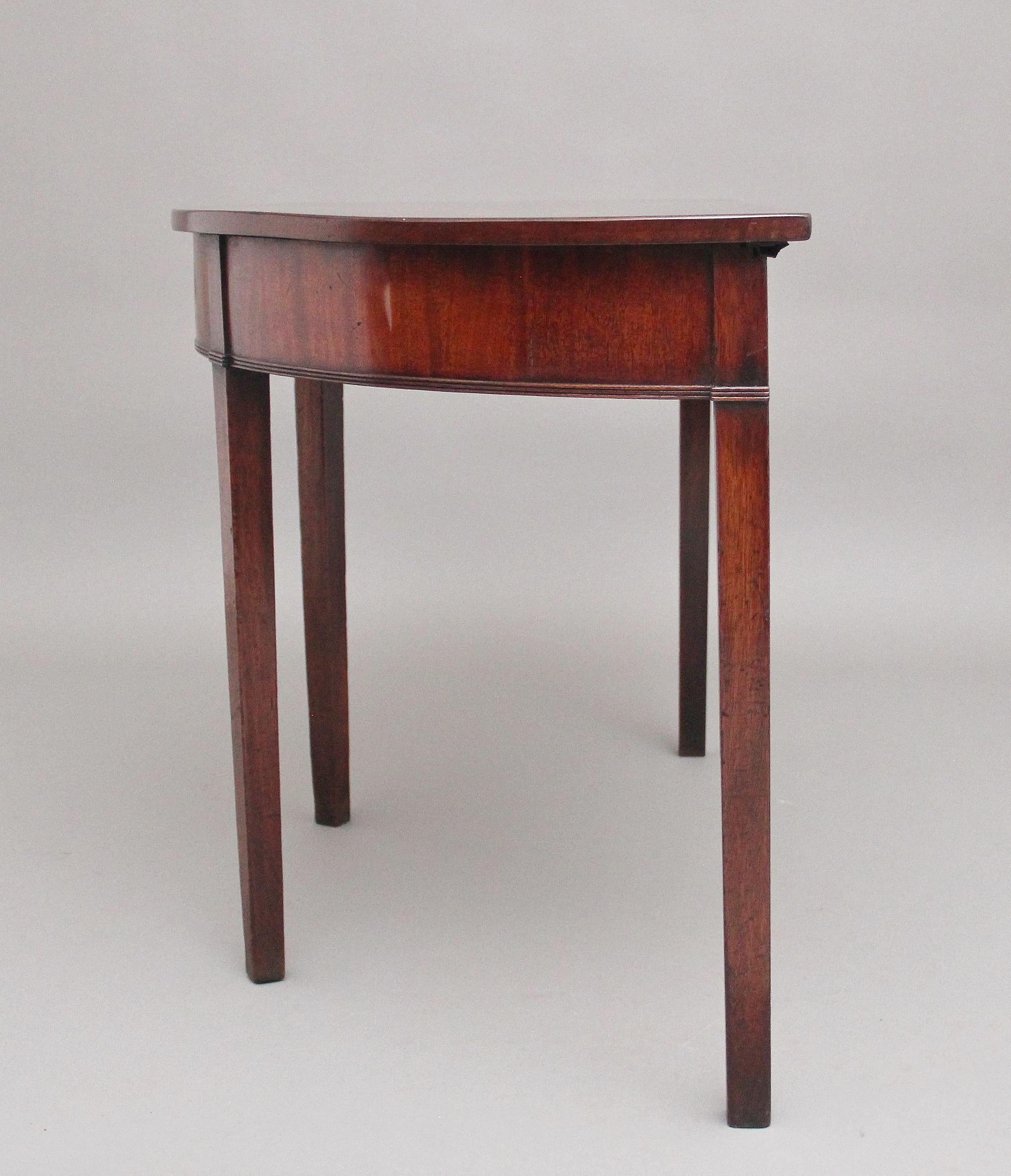 19th Century Mahogany Demilune Console Table In Good Condition For Sale In Martlesham, GB
