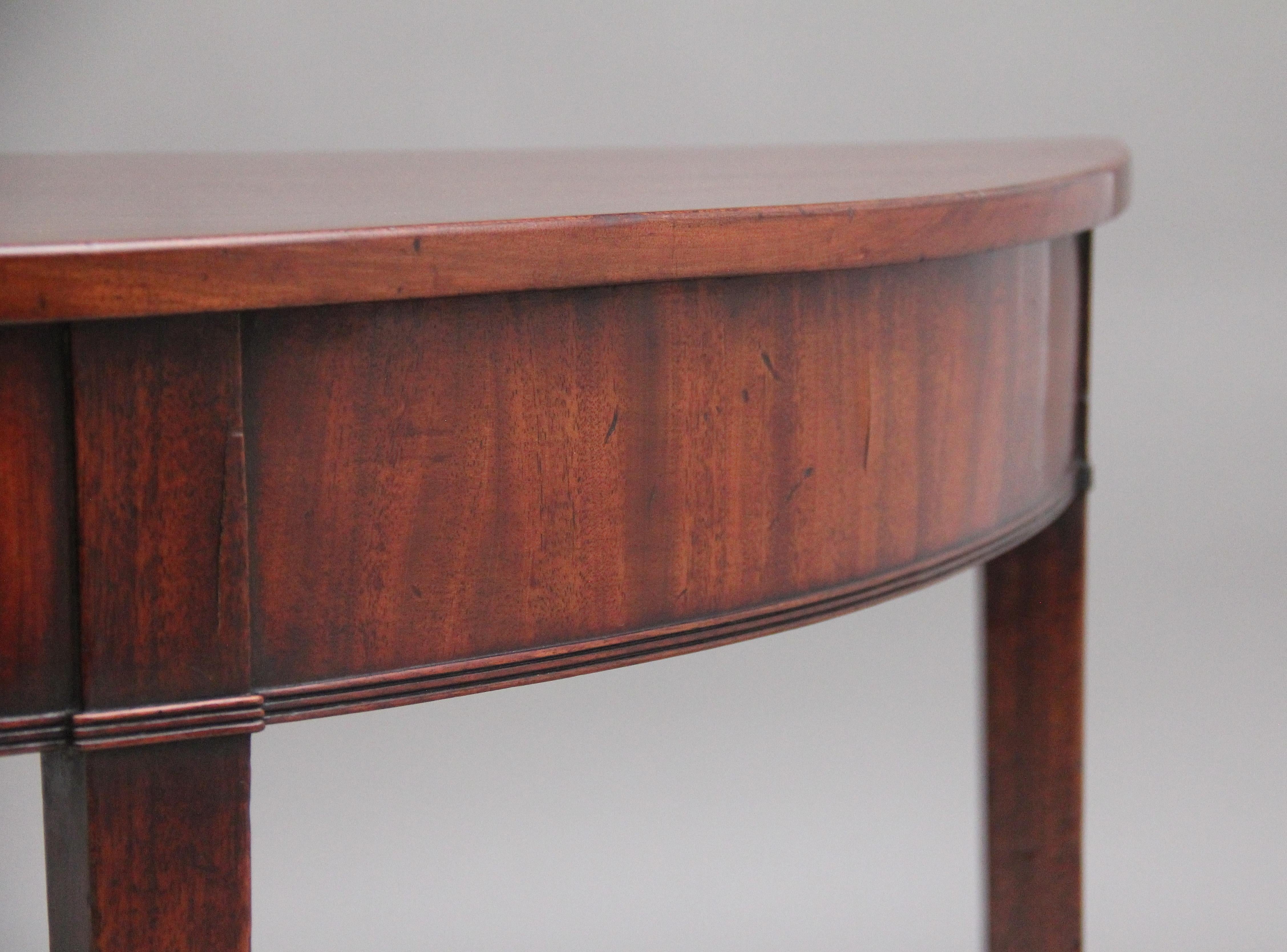 19th Century Mahogany Demilune Console Table For Sale 1