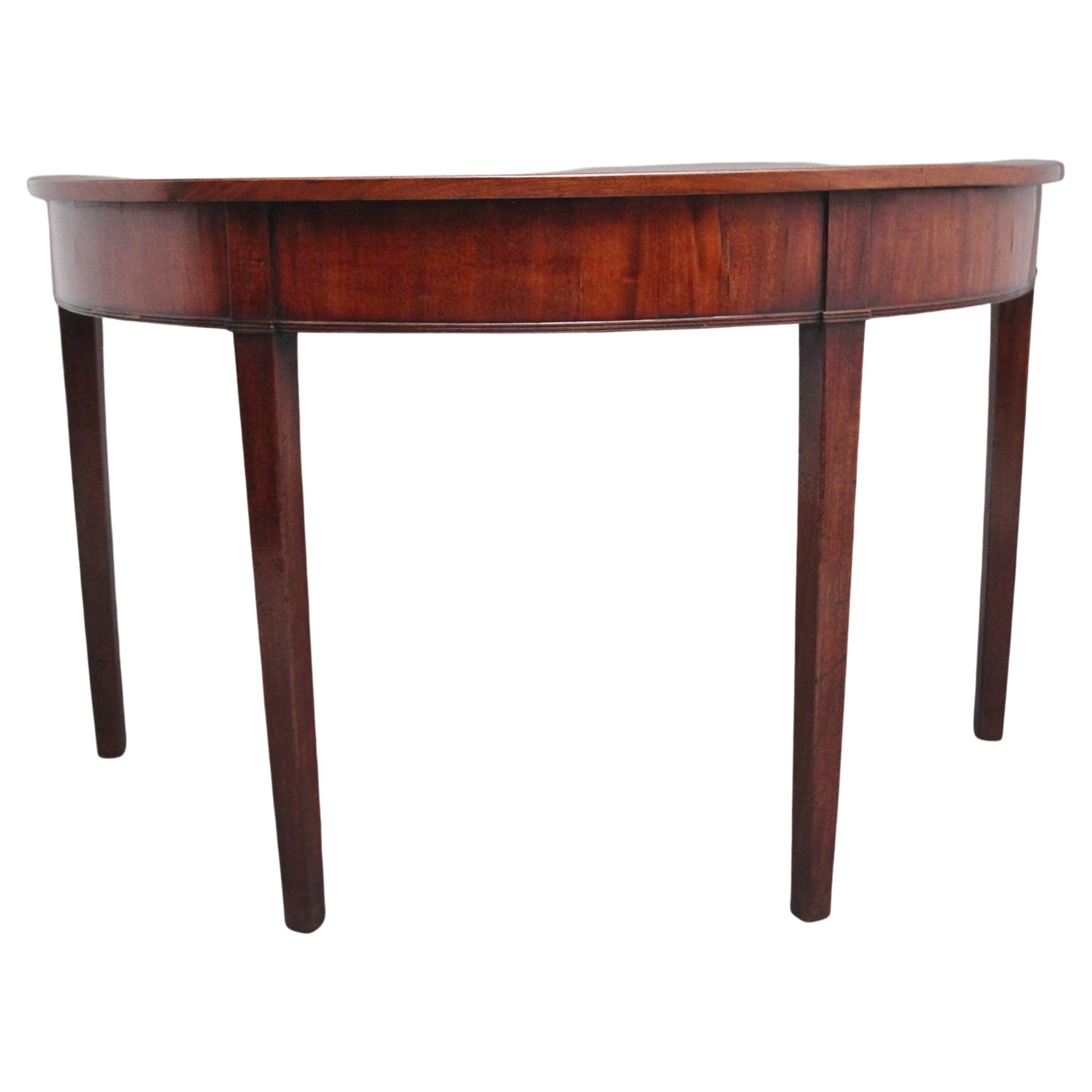 19th Century Mahogany Demilune Console Table For Sale