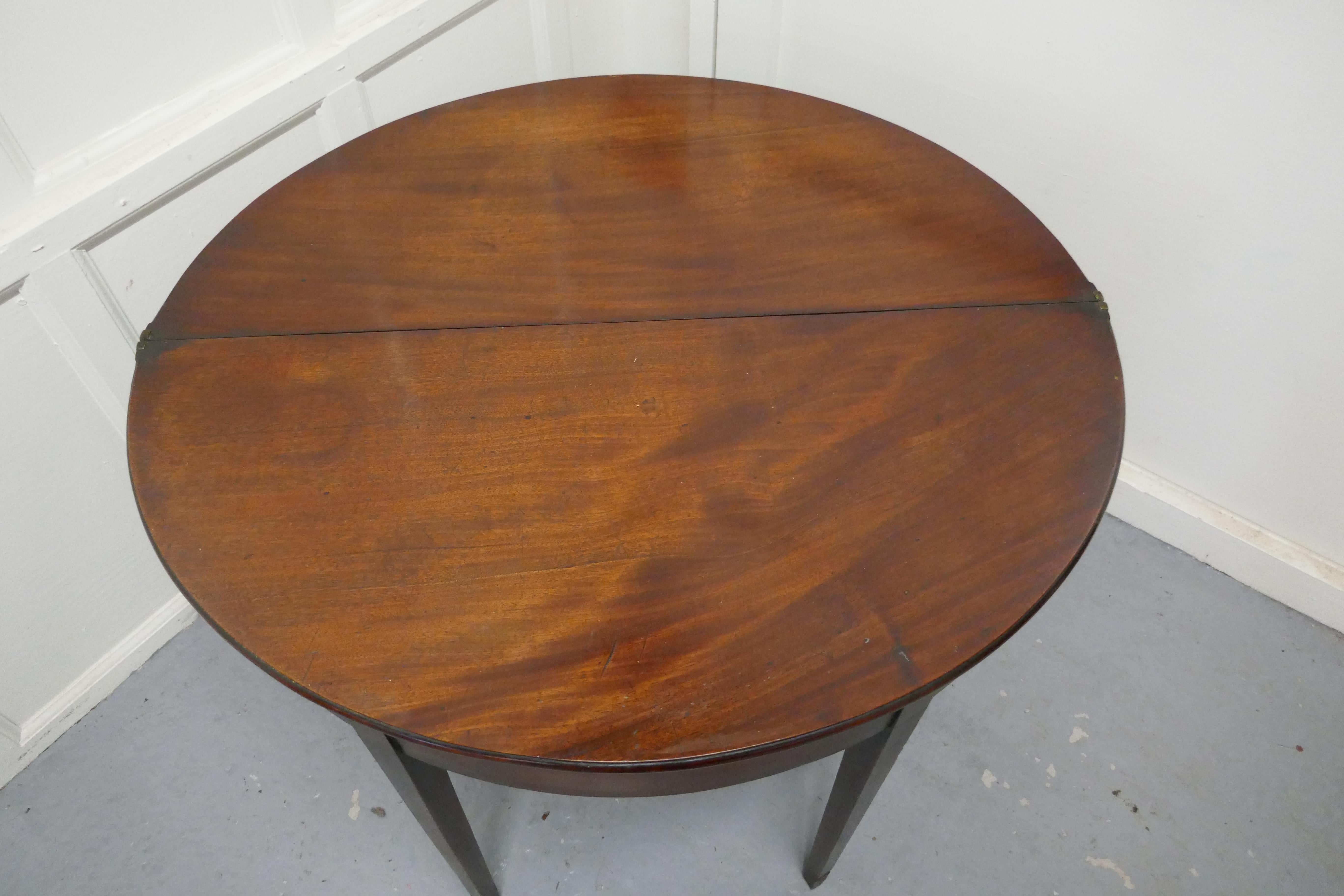 Georgian 19th Century Mahogany Demilune Turn over Top Tea Table