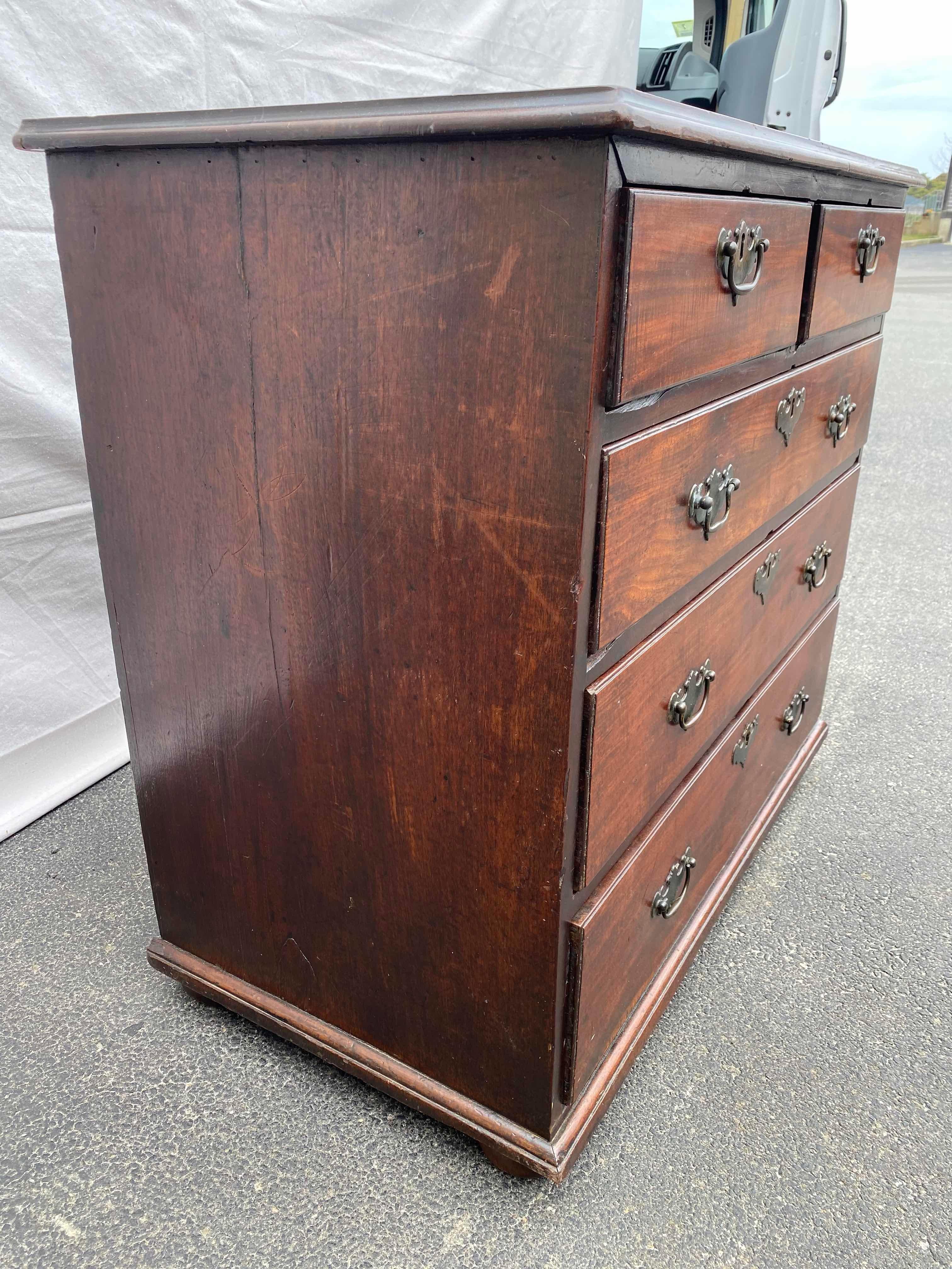 English 19th Century Mahogany Dresser with Bun Feet For Sale