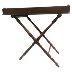 19. Jahrhundert Mahagoni Englisch Butler's Serving Bar Tablett auf Holzständer