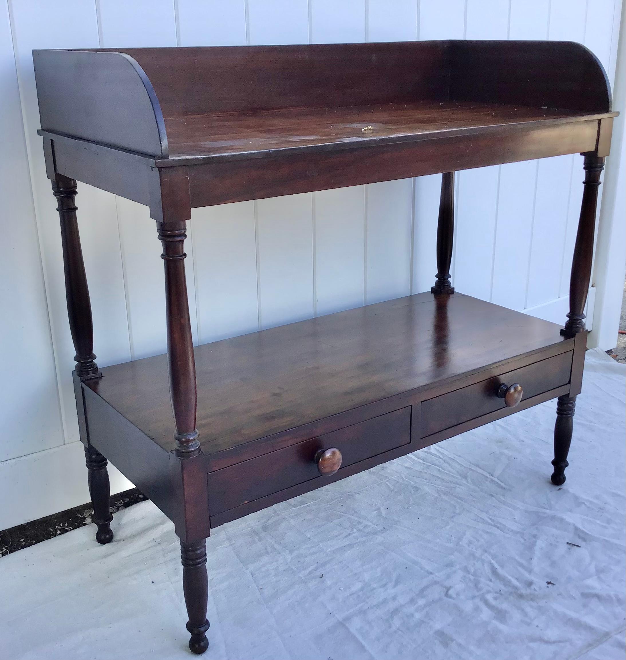 19th Century Mahogany Etagere with Two Drawers 1