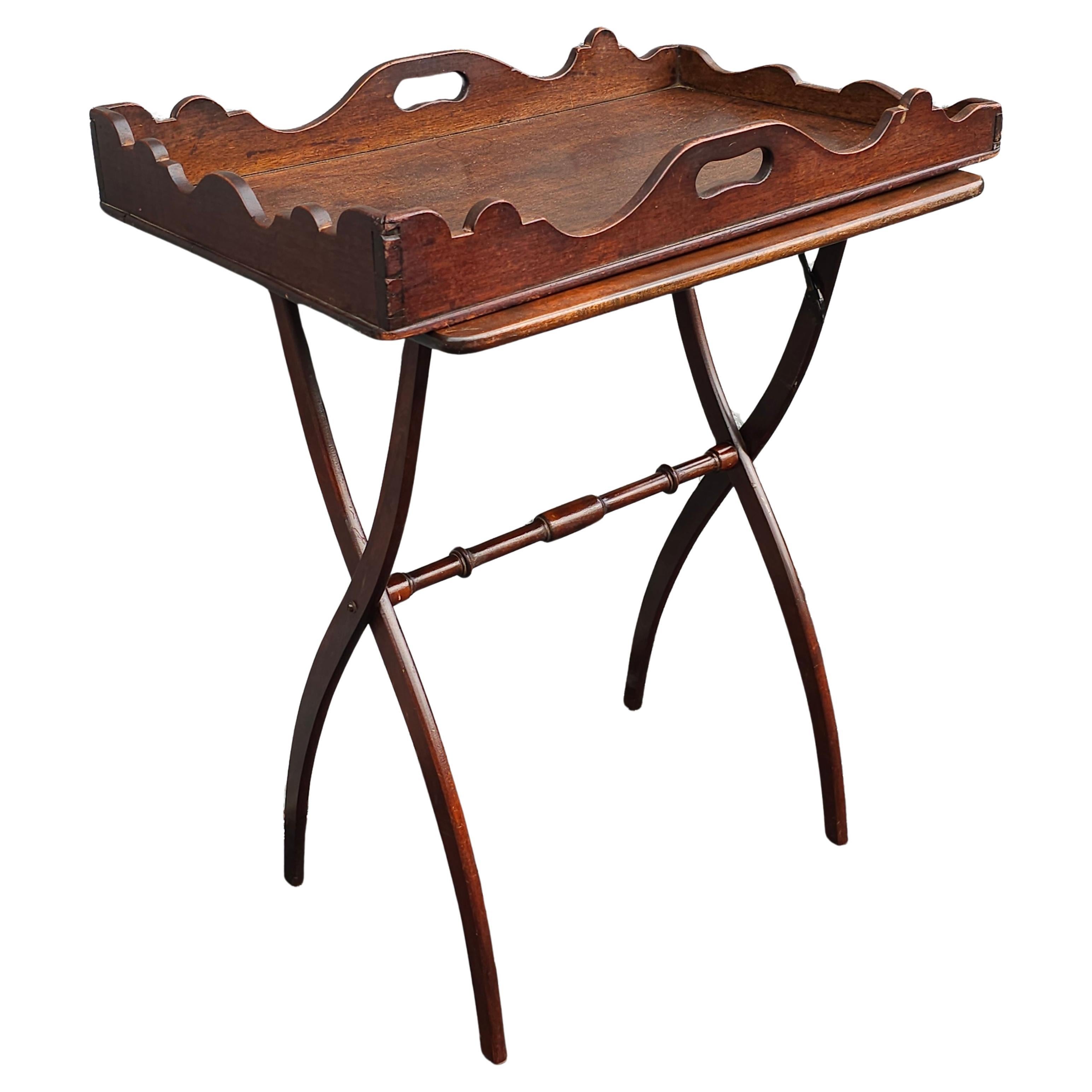 19. Jahrhundert Mahagoni Faux Bamboo Butler Tablett Tisch