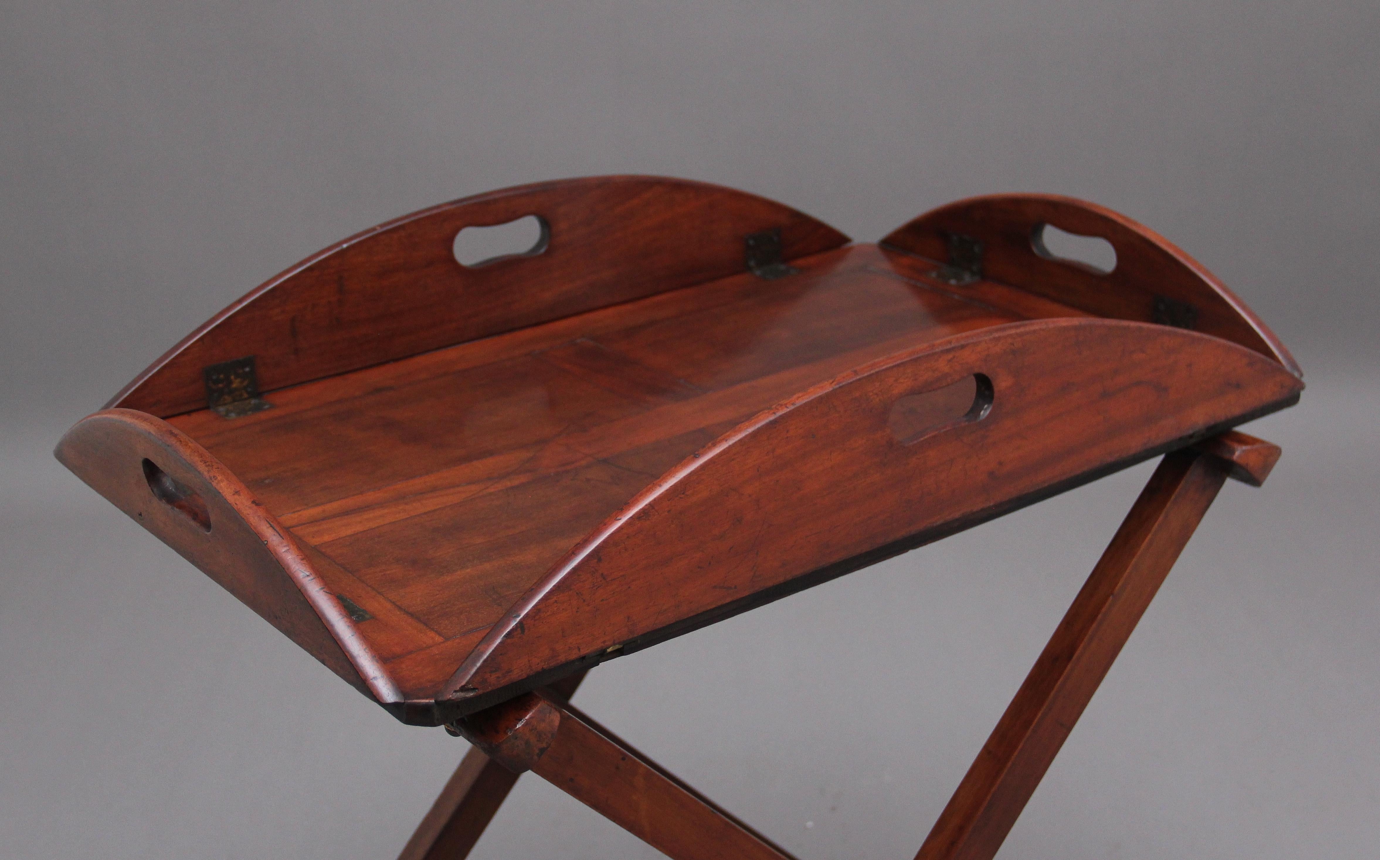 Regency 19th Century Mahogany Folding Butlers Tray on Stand For Sale