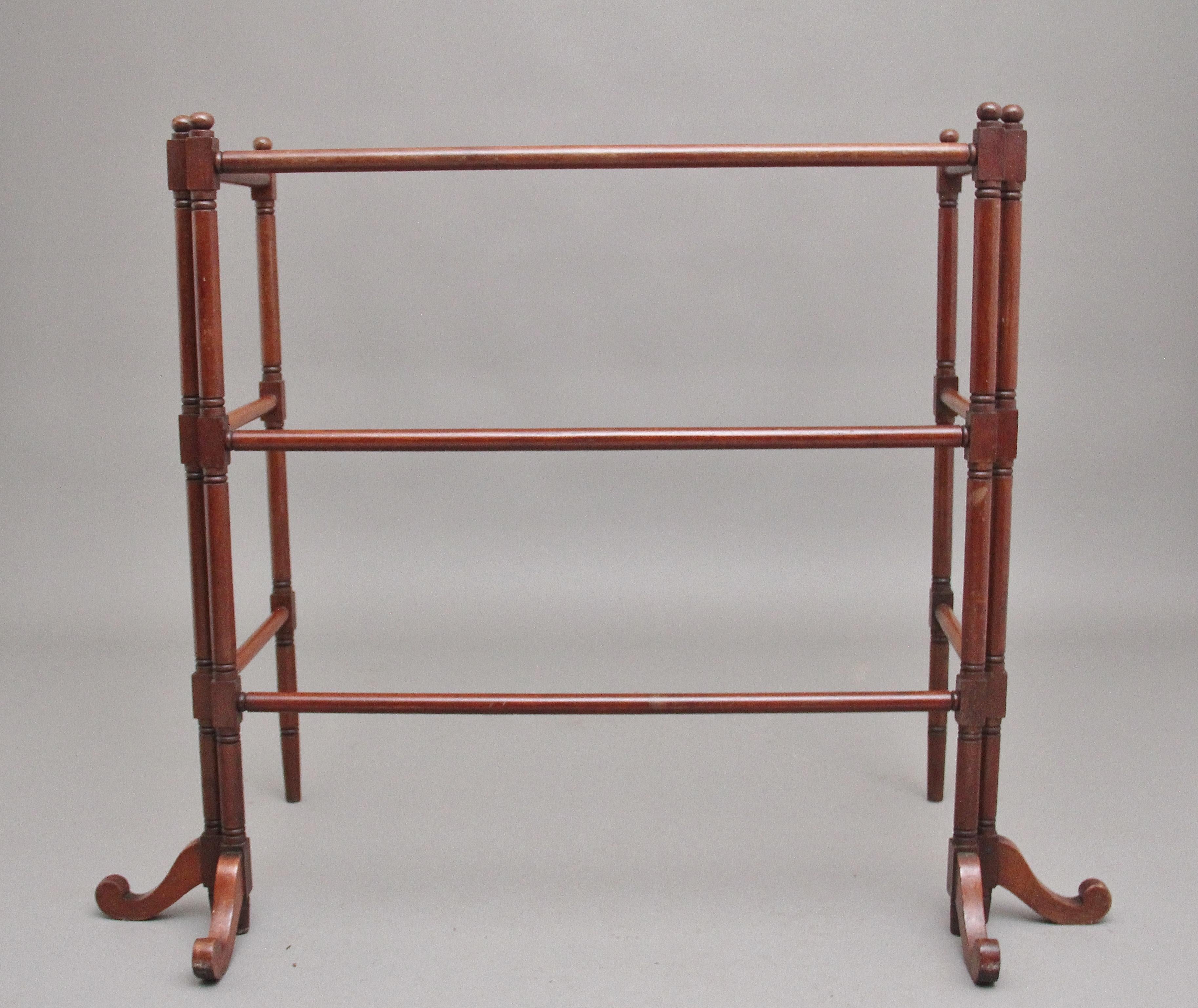 Victorian 19th Century Mahogany Folding Towel Rail For Sale