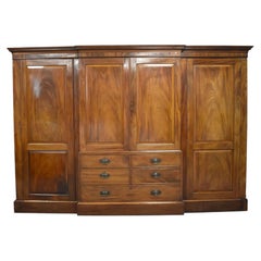 19th Century Mahogany Four Door Breakfront Wardrobe