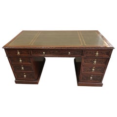 Antique 19th Century Mahogany Freestanding Pedestal Desk