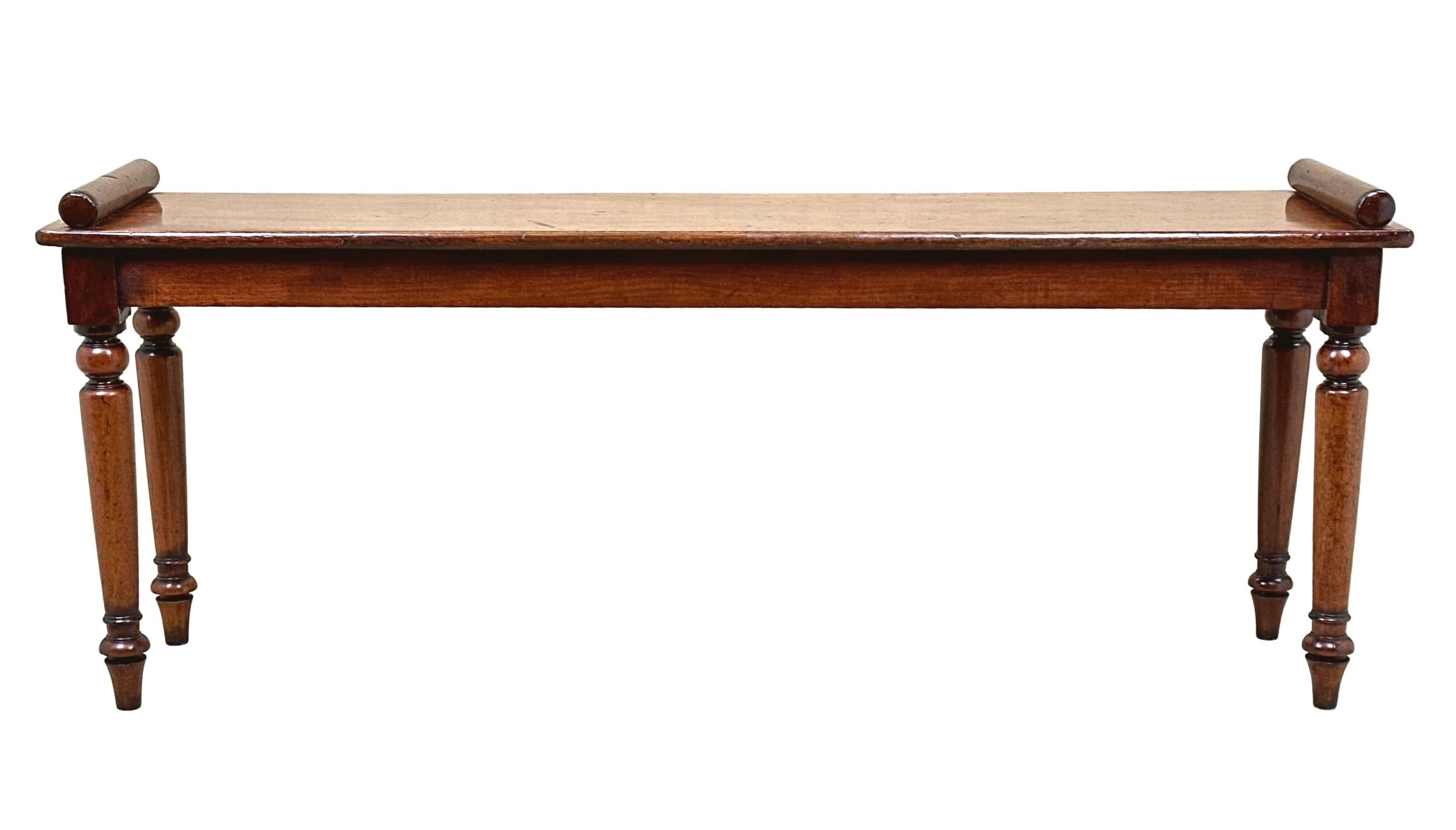 19th Century Mahogany Hall Bench 1