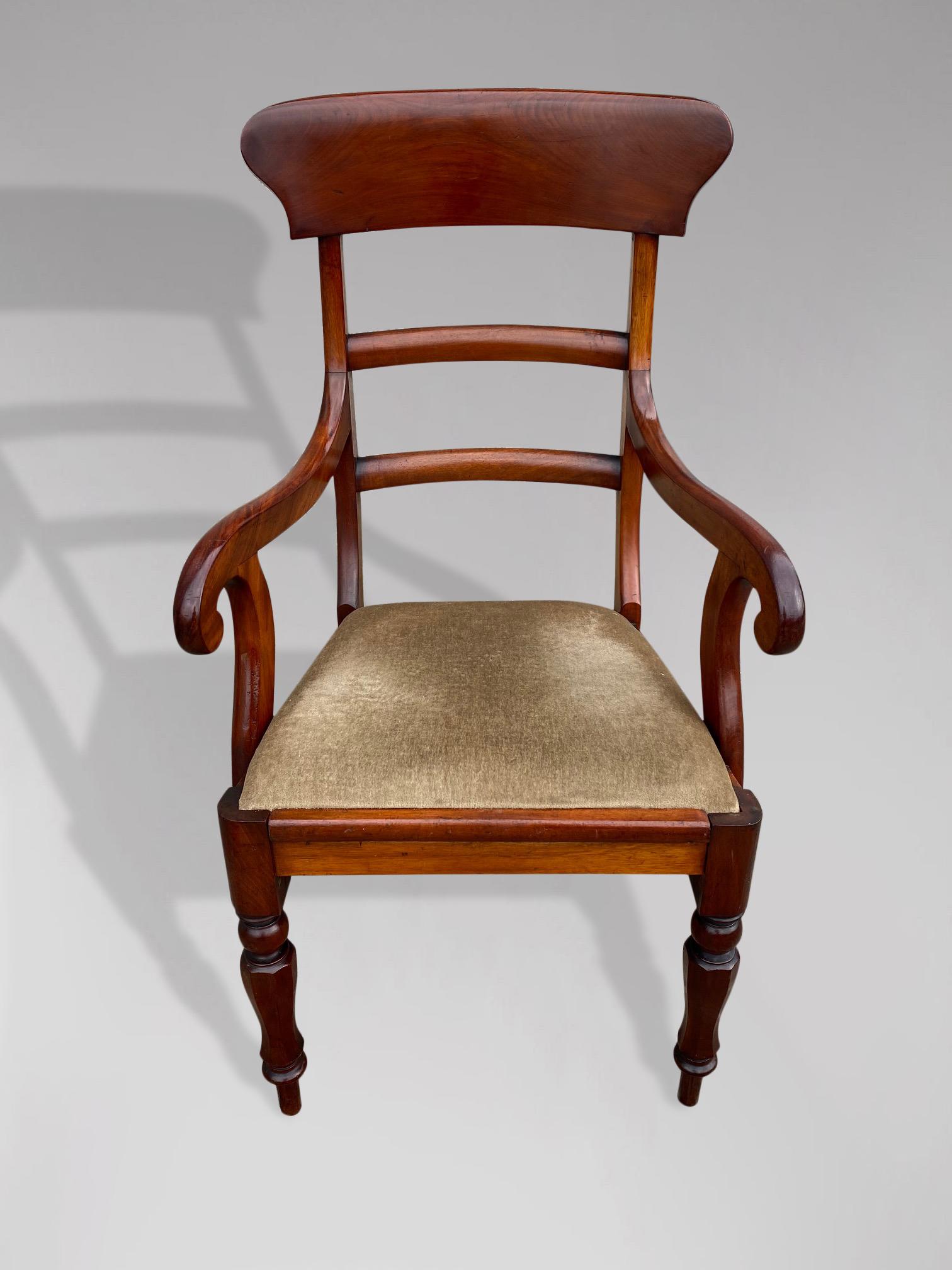 William IV 19th Century Mahogany High Back Side or Desk Armchair For Sale