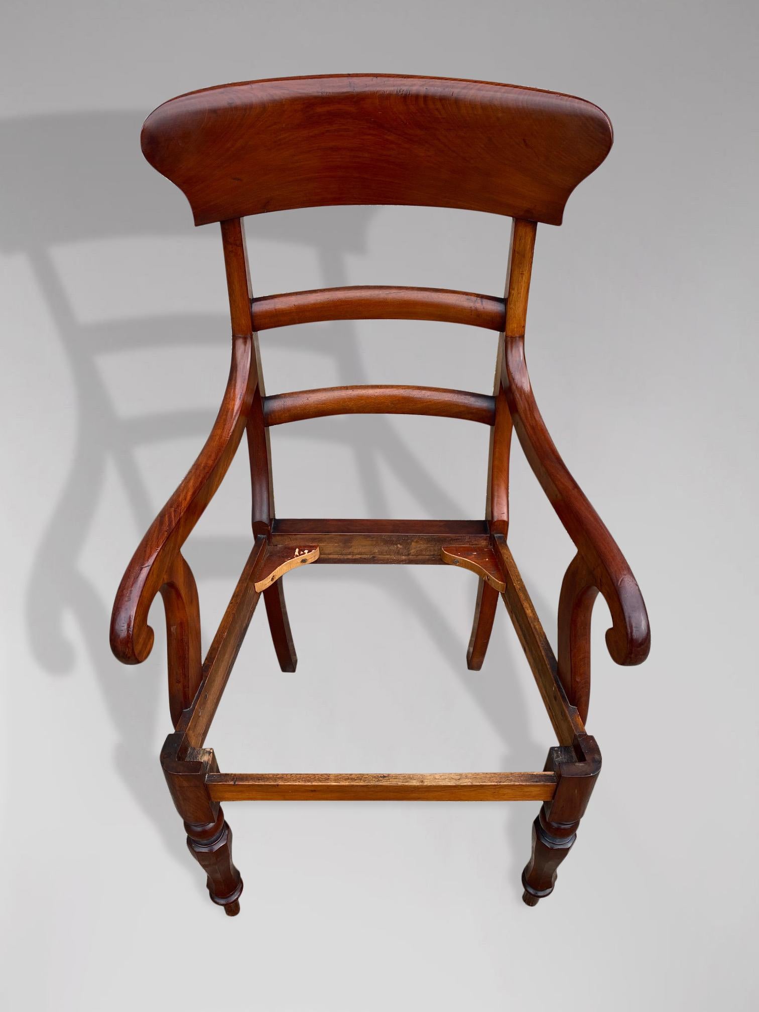 British 19th Century Mahogany High Back Side or Desk Armchair For Sale