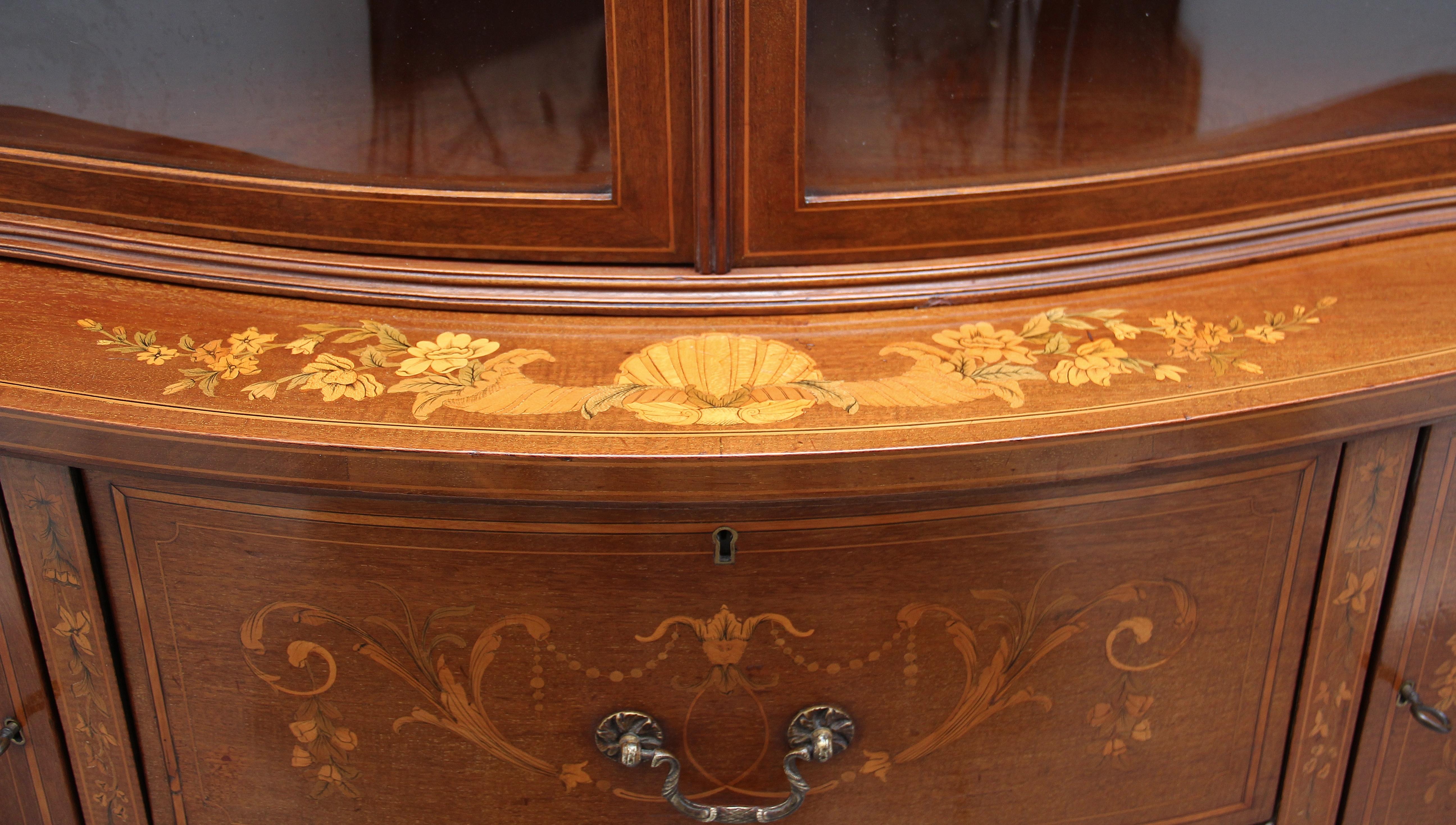 19th Century Mahogany Inlaid Display Cabinet For Sale 6