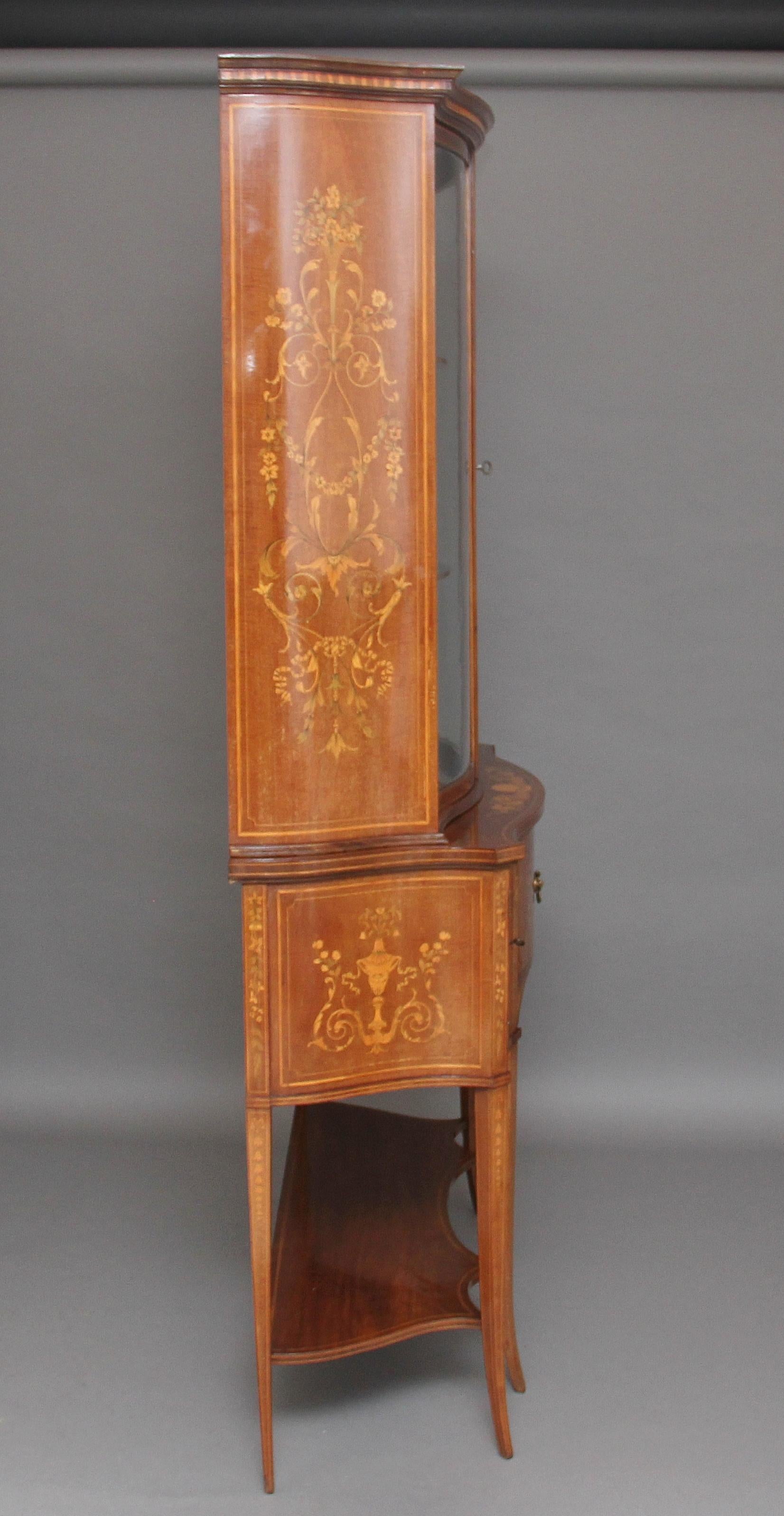 19th Century Mahogany Inlaid Display Cabinet For Sale 12