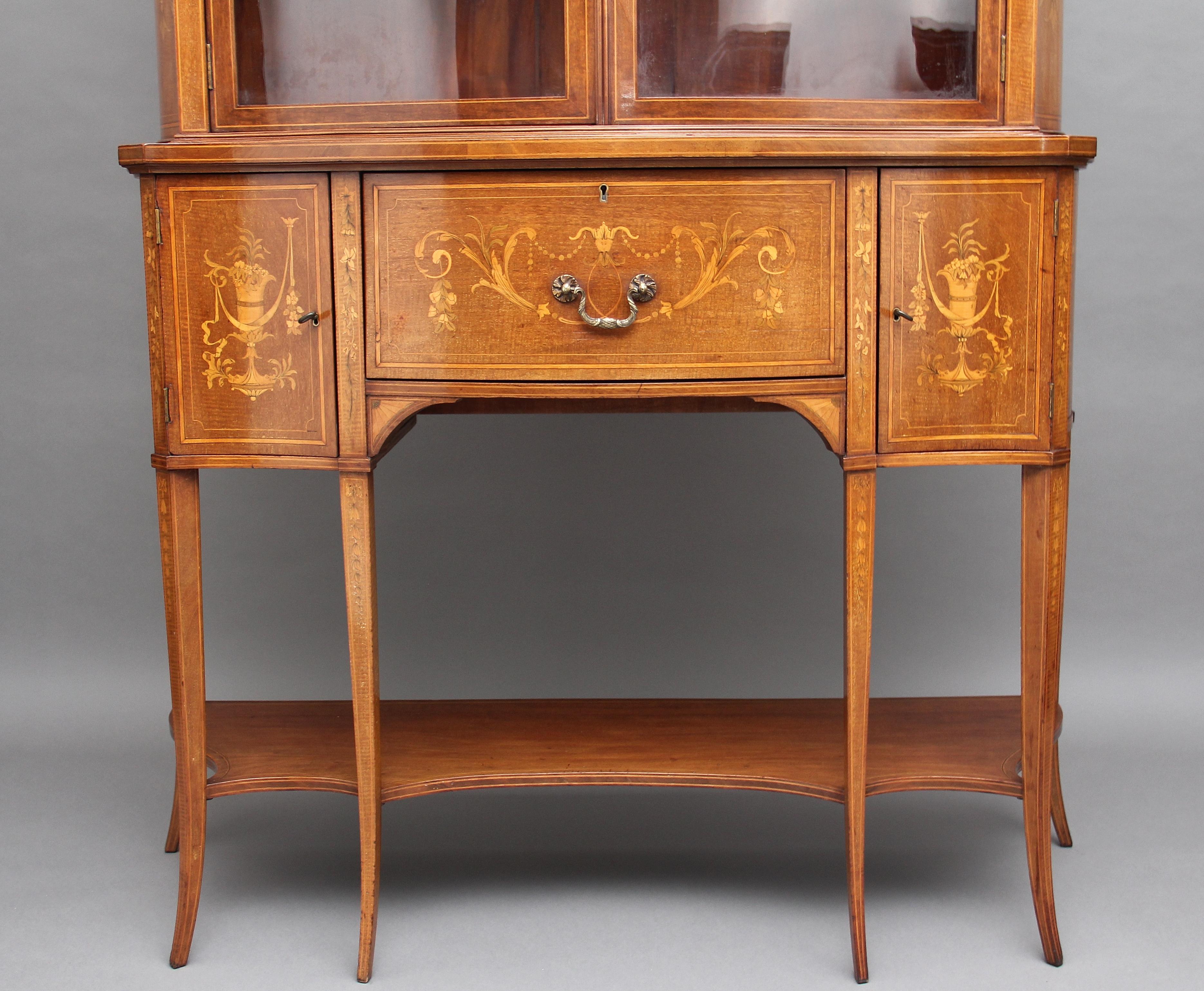 Late 19th Century 19th Century Mahogany Inlaid Display Cabinet For Sale