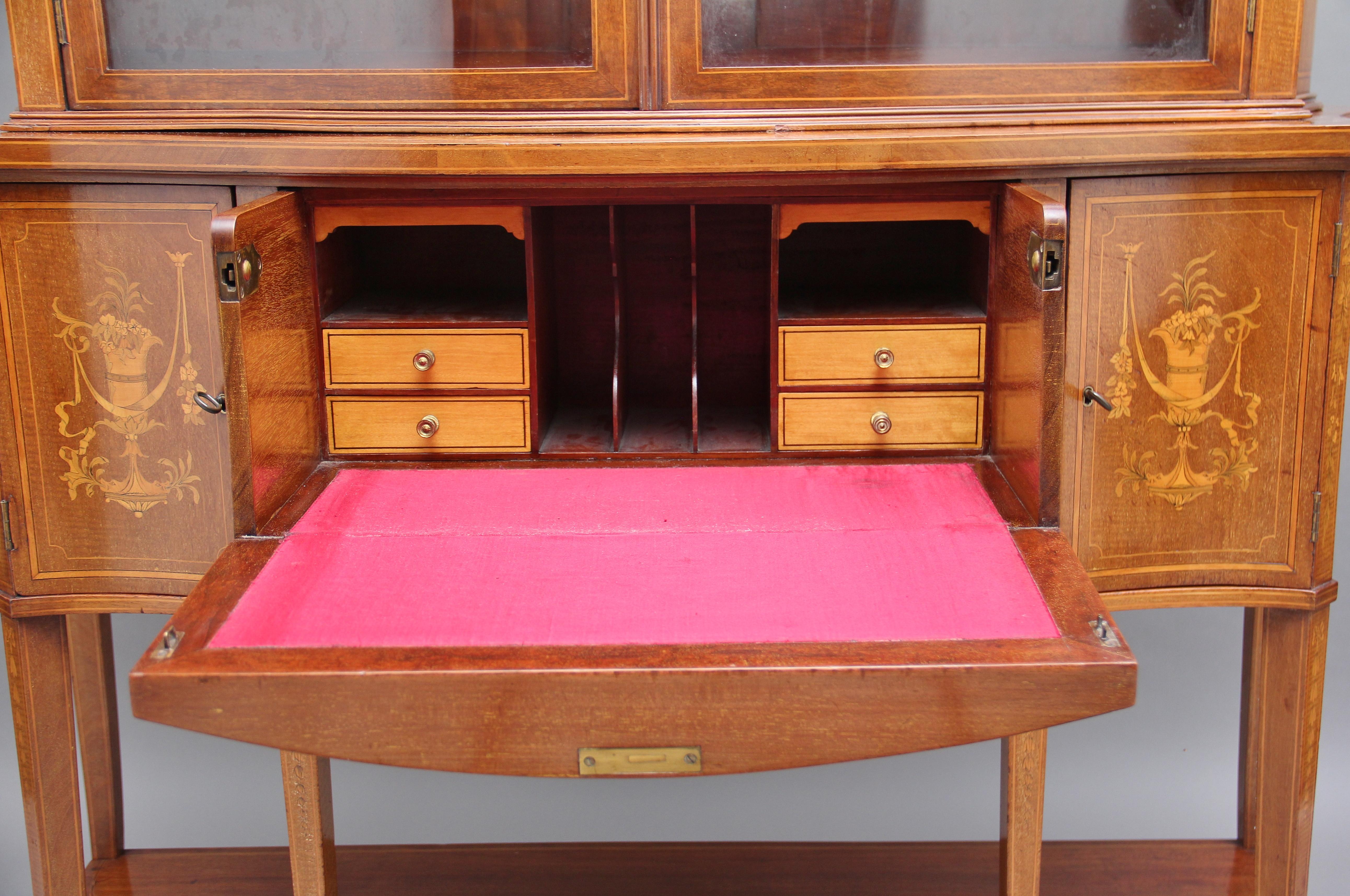 19th Century Mahogany Inlaid Display Cabinet For Sale 3