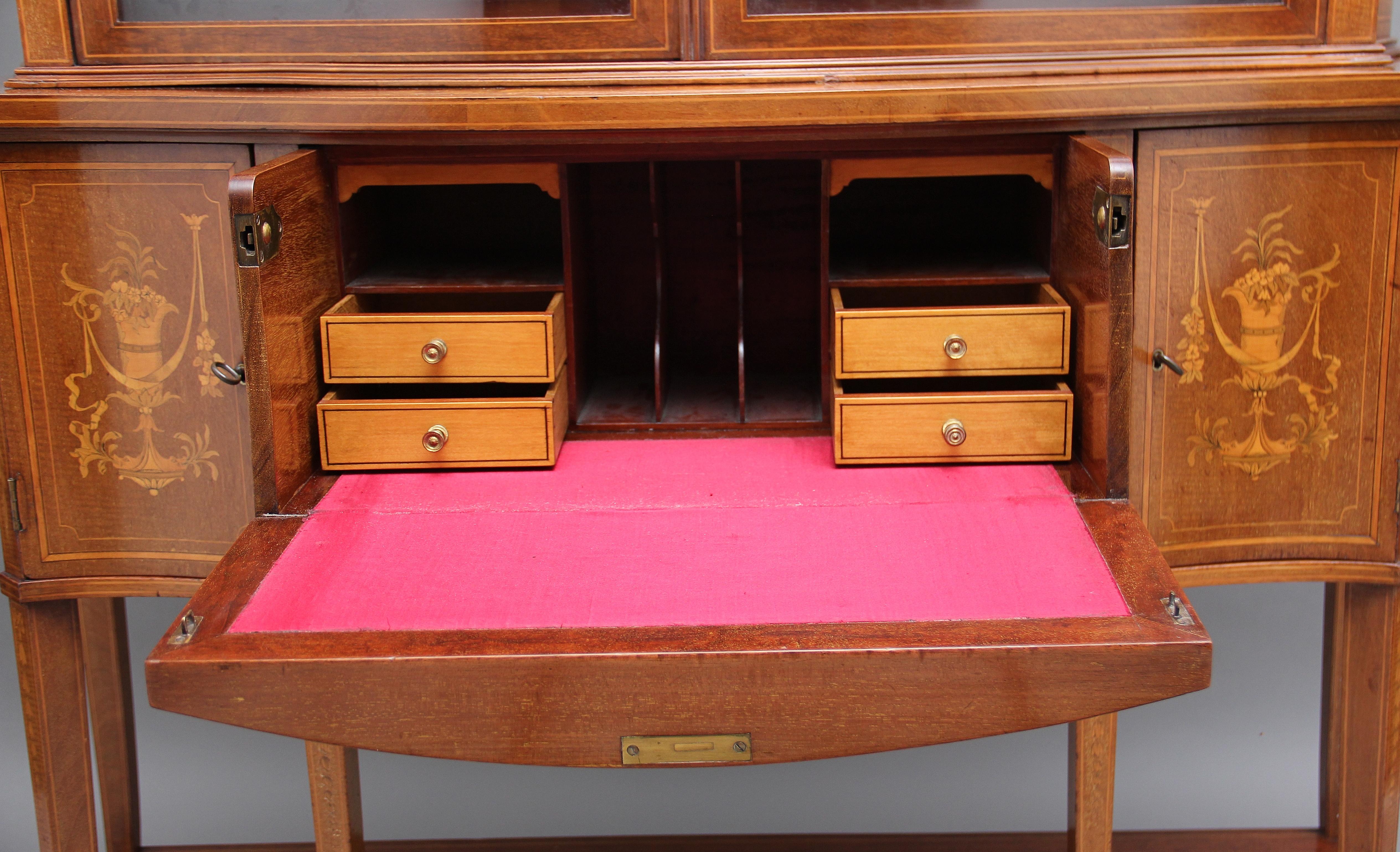 19th Century Mahogany Inlaid Display Cabinet For Sale 4