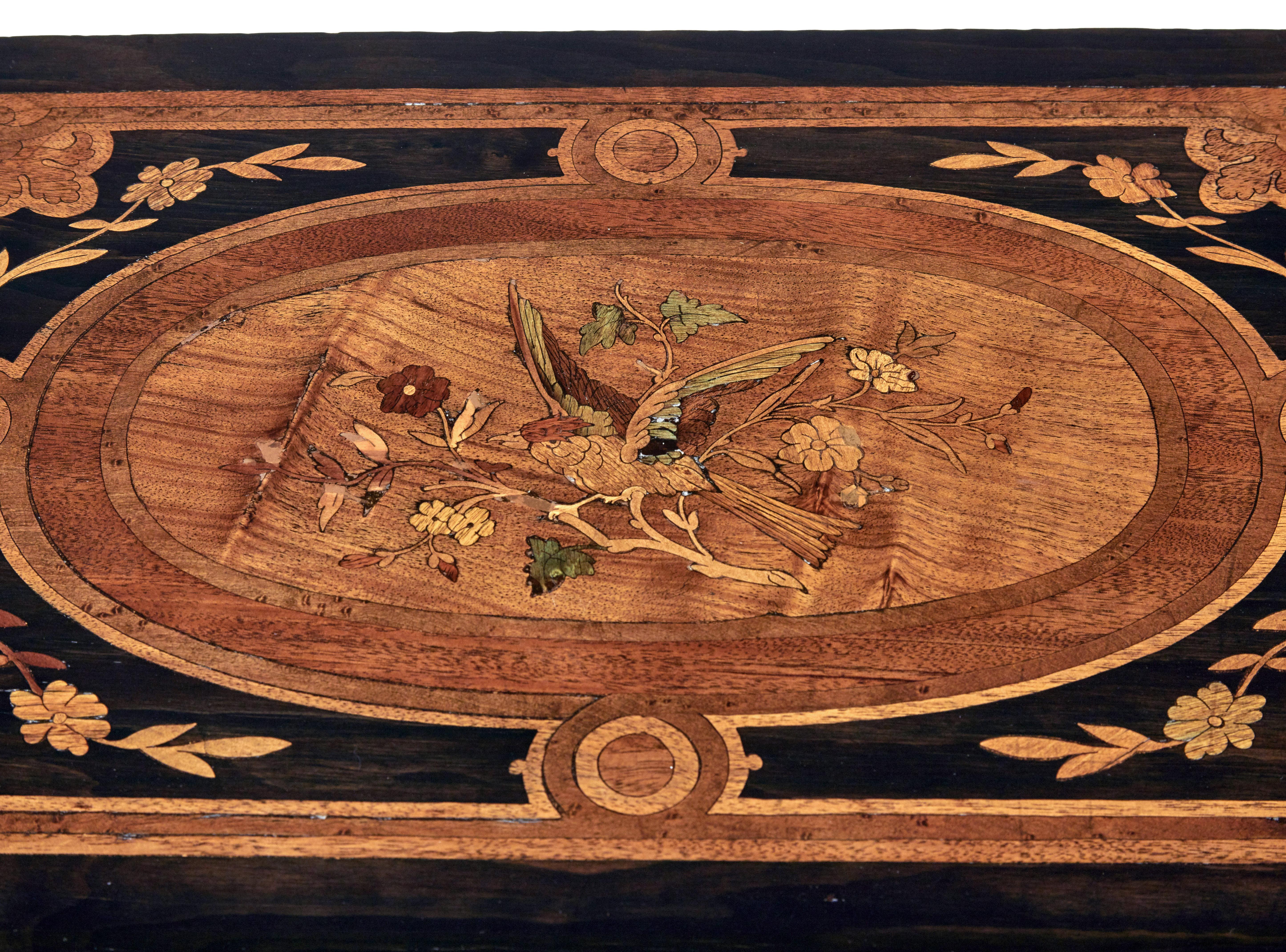 Inlay 19th Century Mahogany Inlaid Ladies Work Table