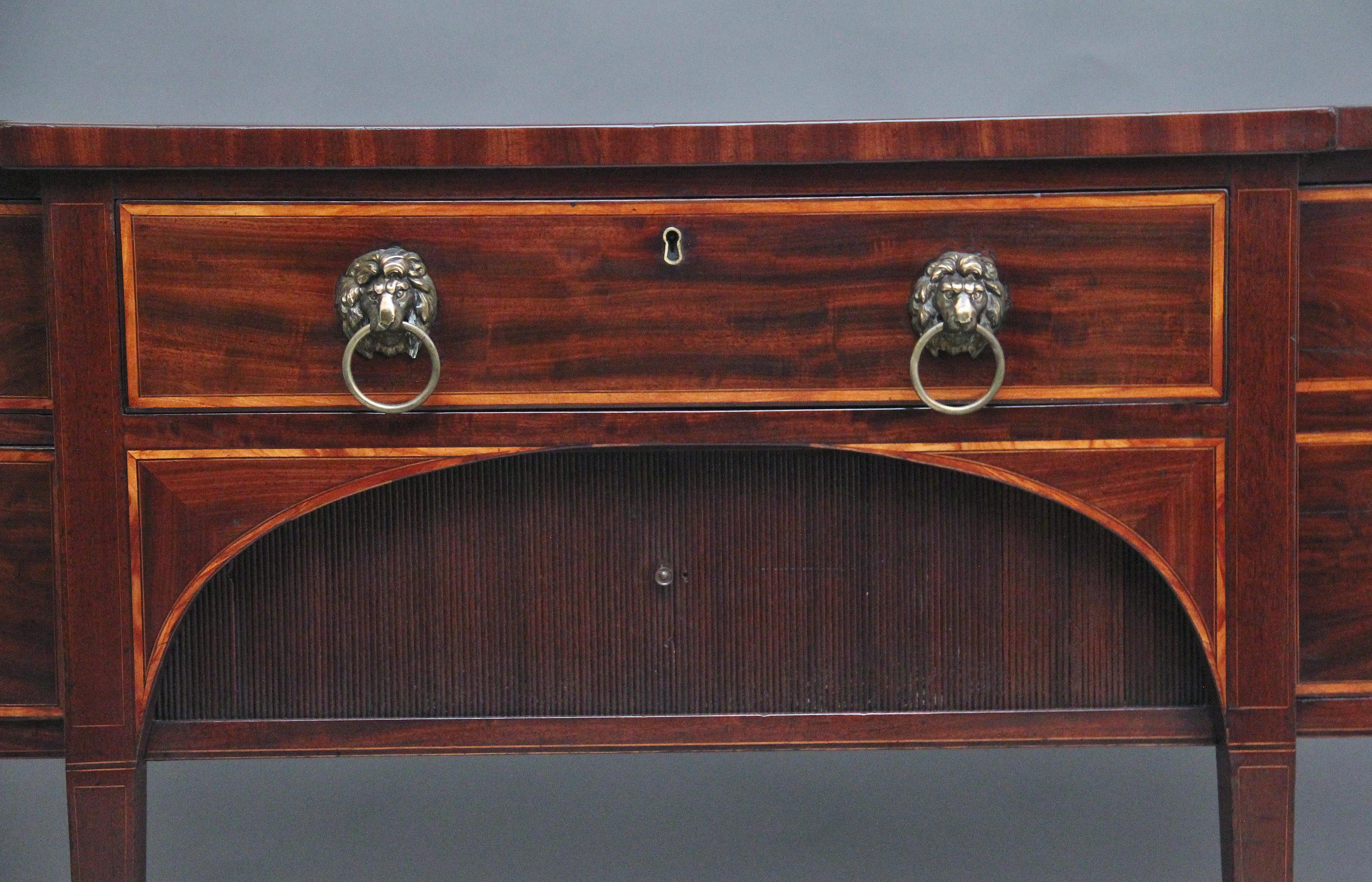 19th Century mahogany inlaid sideboard In Good Condition For Sale In Martlesham, GB