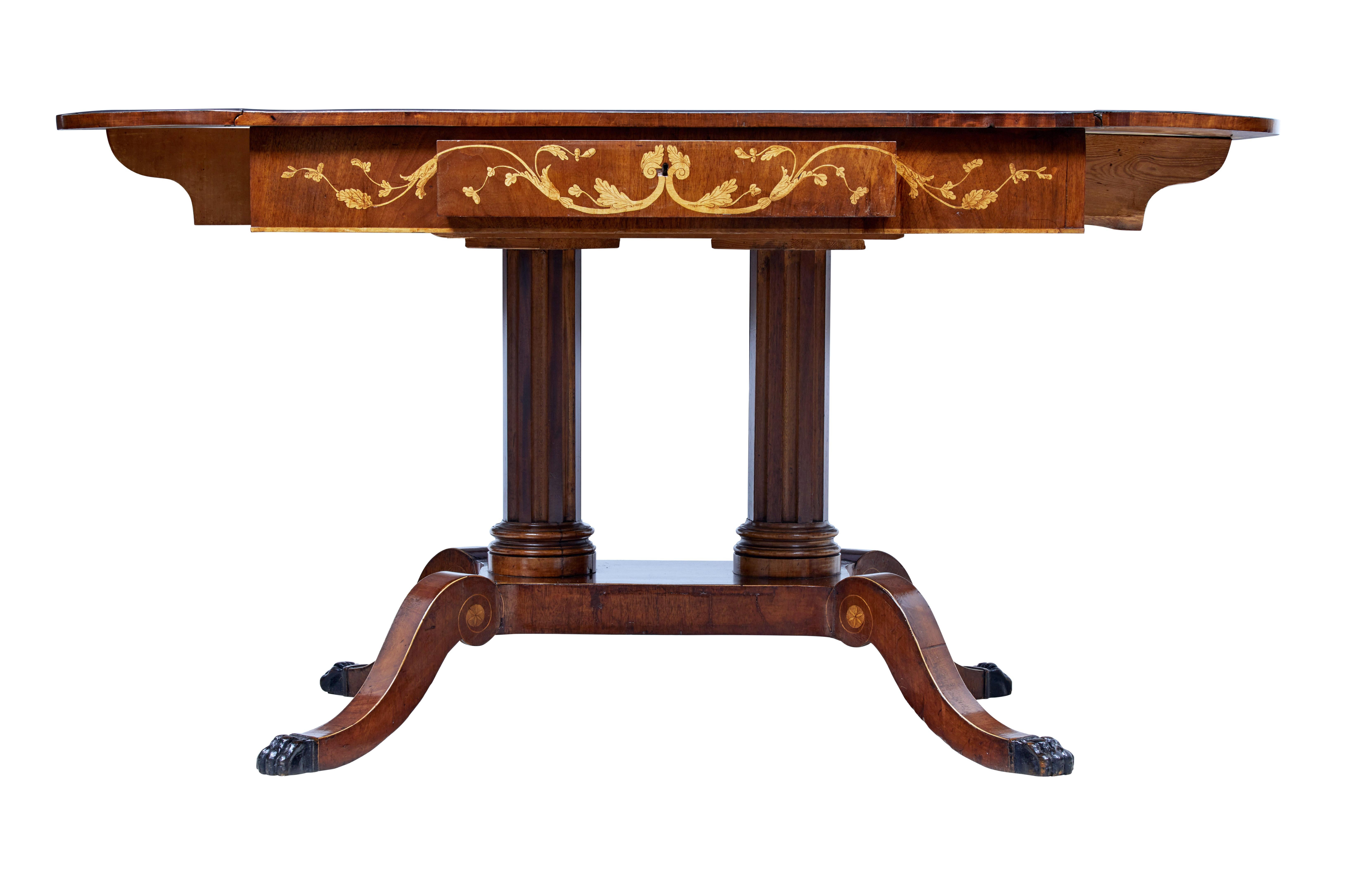 High Victorian 19th Century Mahogany Inlaid Sofa Table